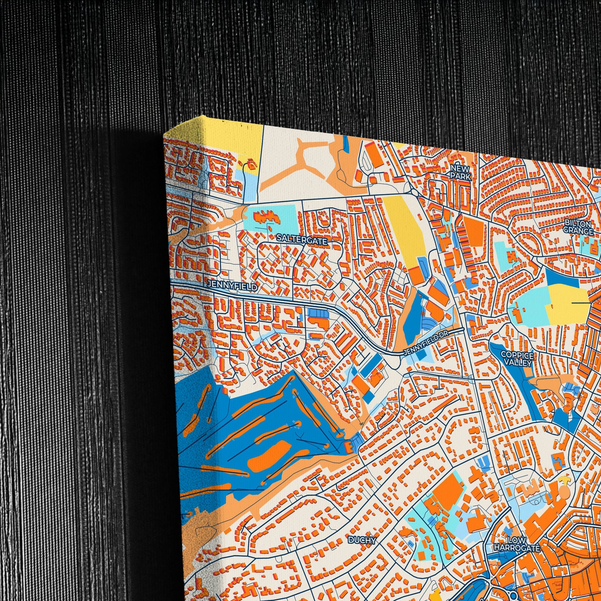Harrogate England Colorful City Map Canvas Print Detail