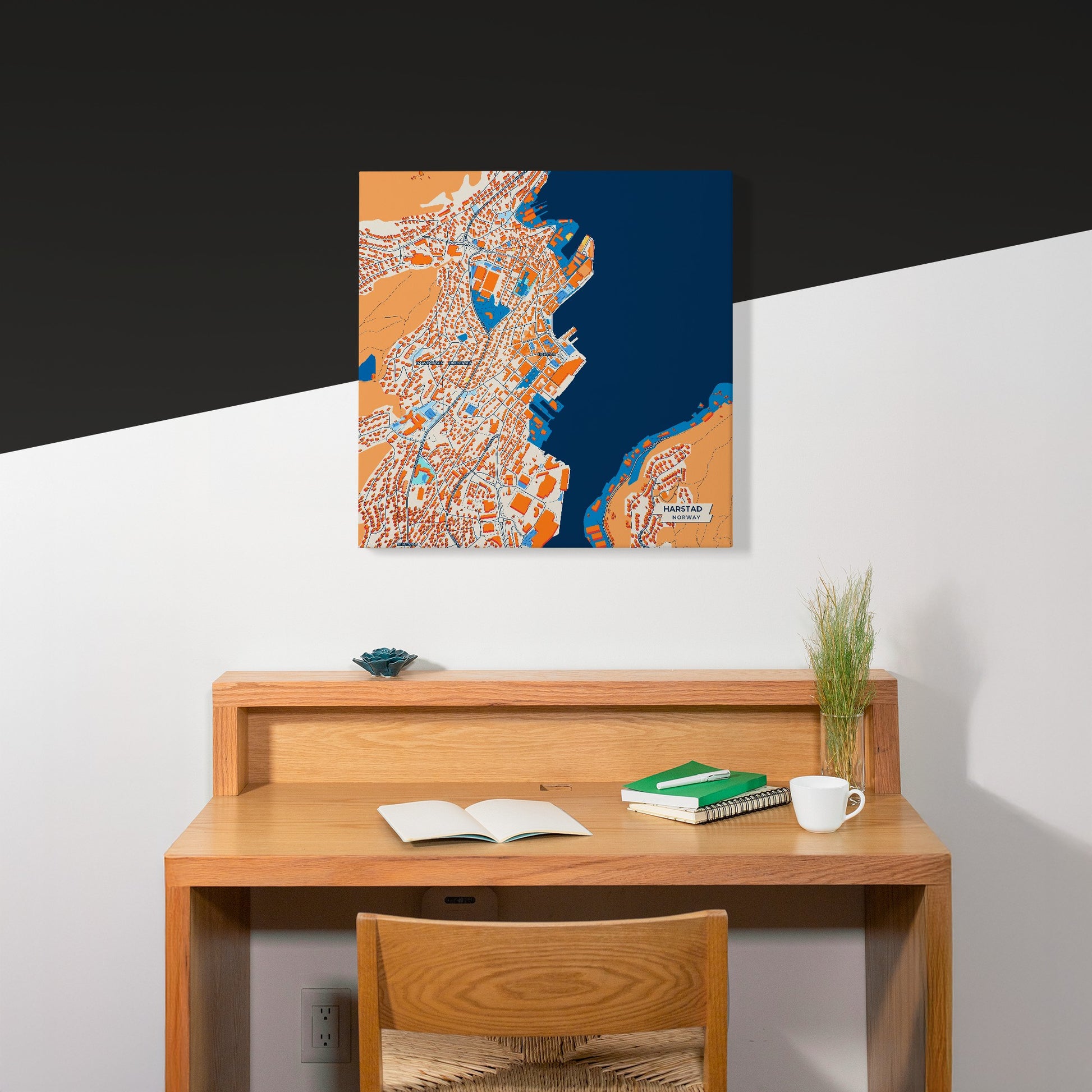 Harstad Norway Colorful City Map Canvas Print Scene