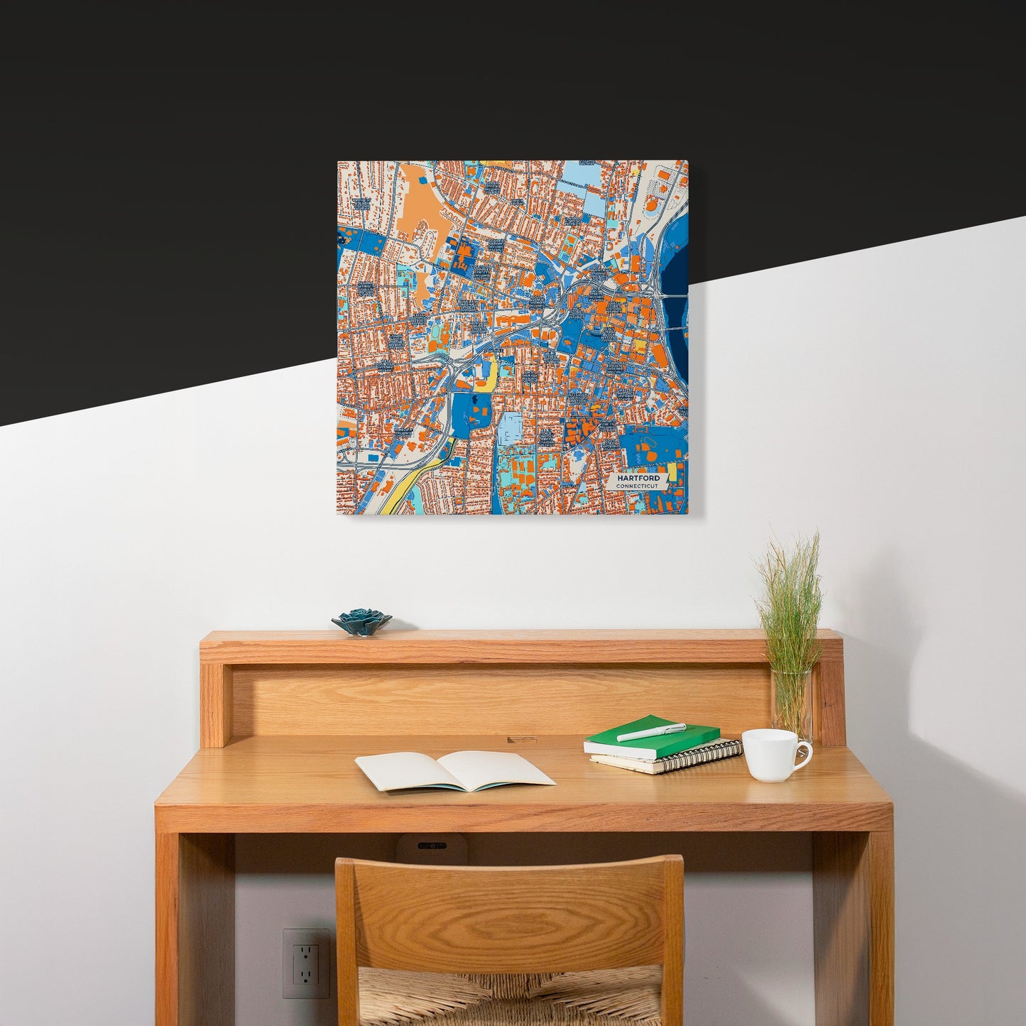 Hartford Connecticut Colorful City Map Canvas Print Scene