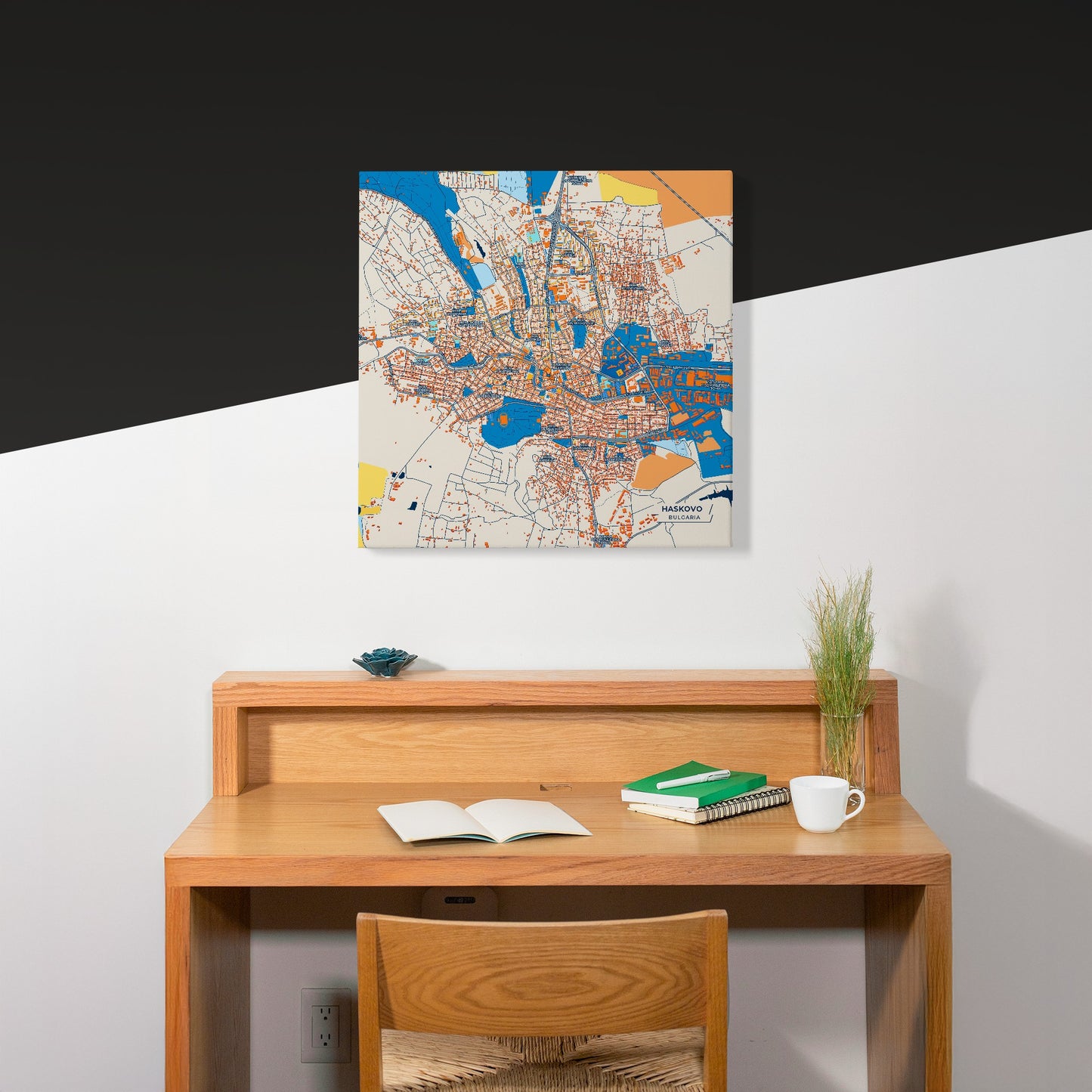 Хасково Bulgaria Colorful City Map Canvas Print Scene