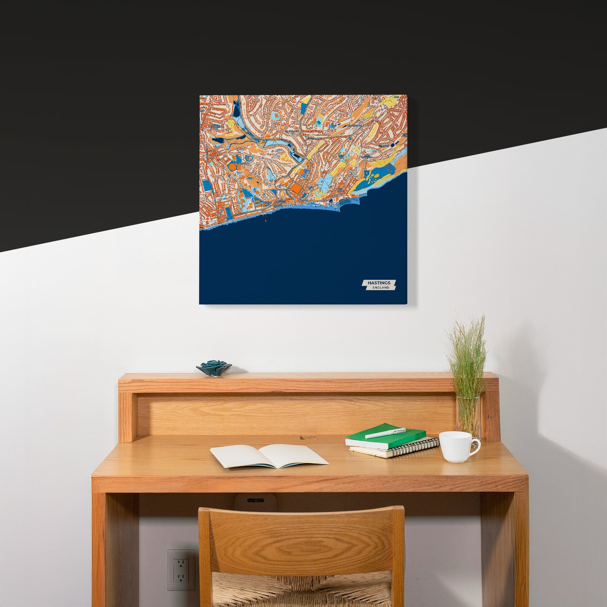 Hastings England Colorful City Map Canvas Print Scene