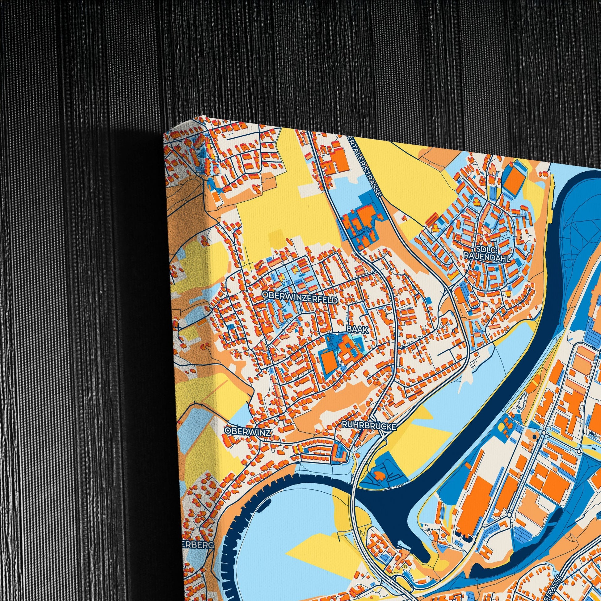 Hattingen Germany Colorful City Map Canvas Print Detail