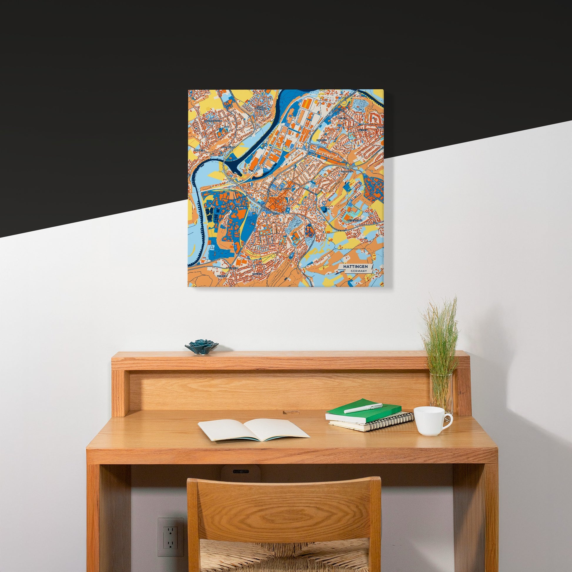 Hattingen Germany Colorful City Map Canvas Print Scene
