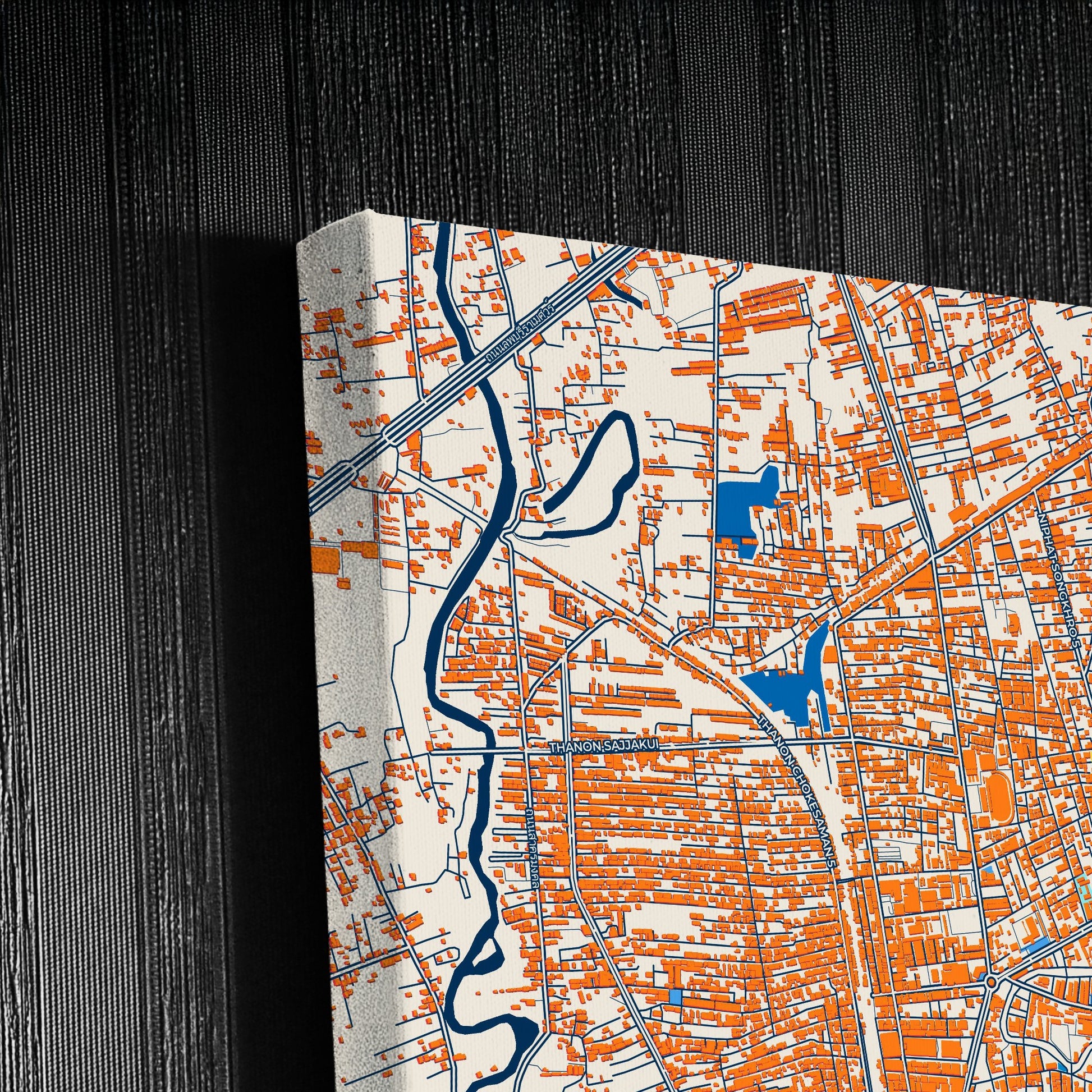 Hat Yai Thailand Colorful City Map Canvas Print Detail
