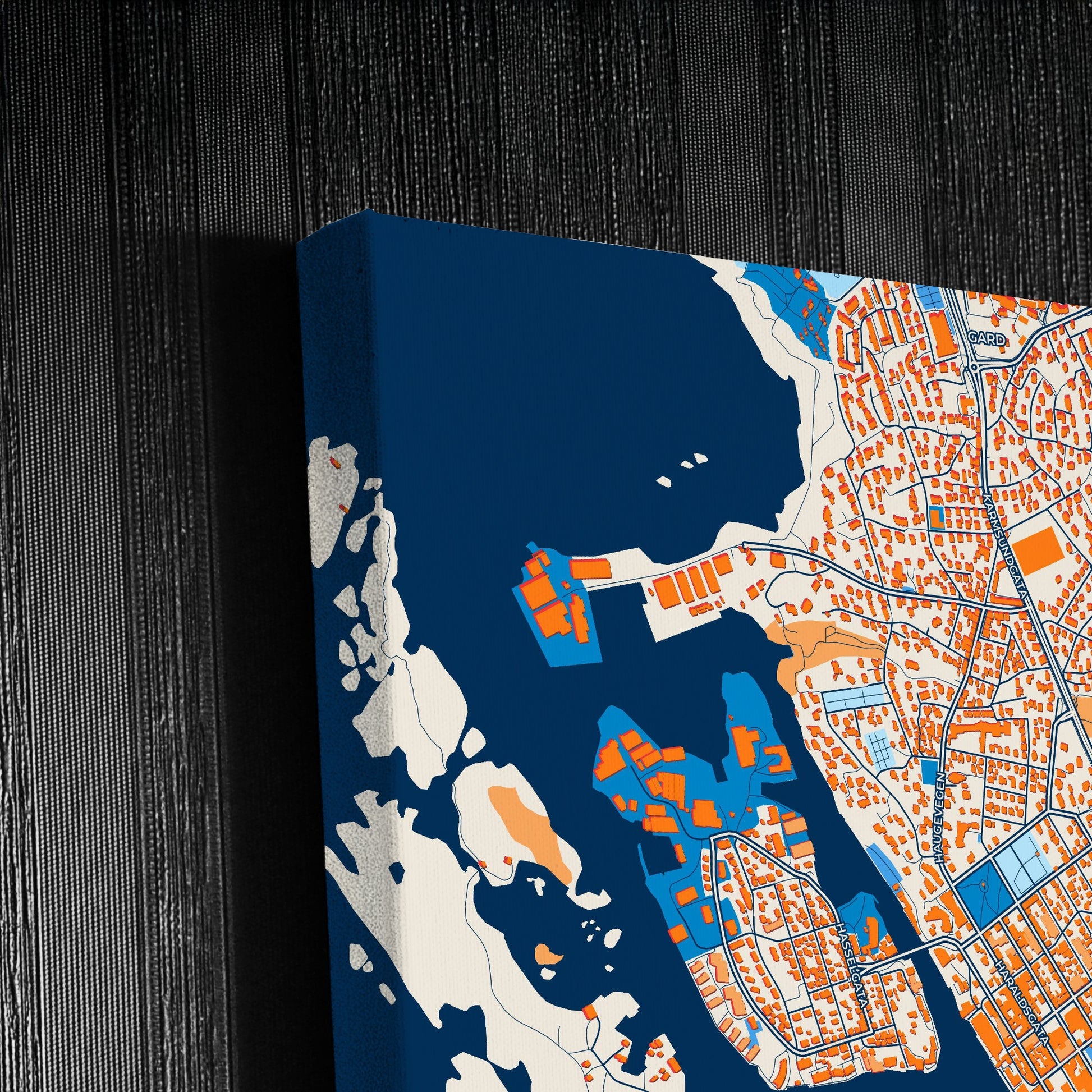 Haugesund Norway Colorful City Map Canvas Print Detail