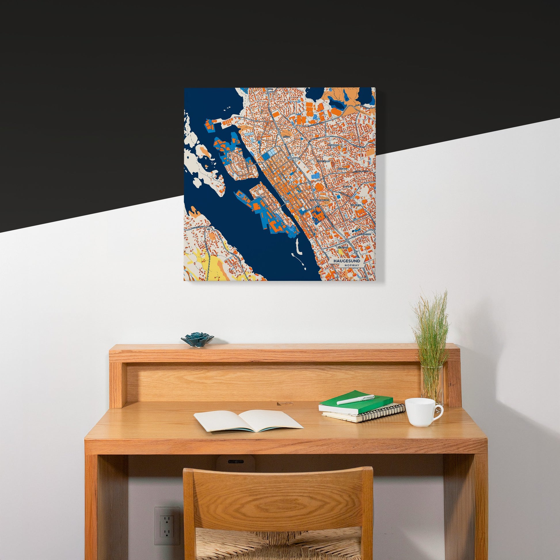 Haugesund Norway Colorful City Map Canvas Print Scene