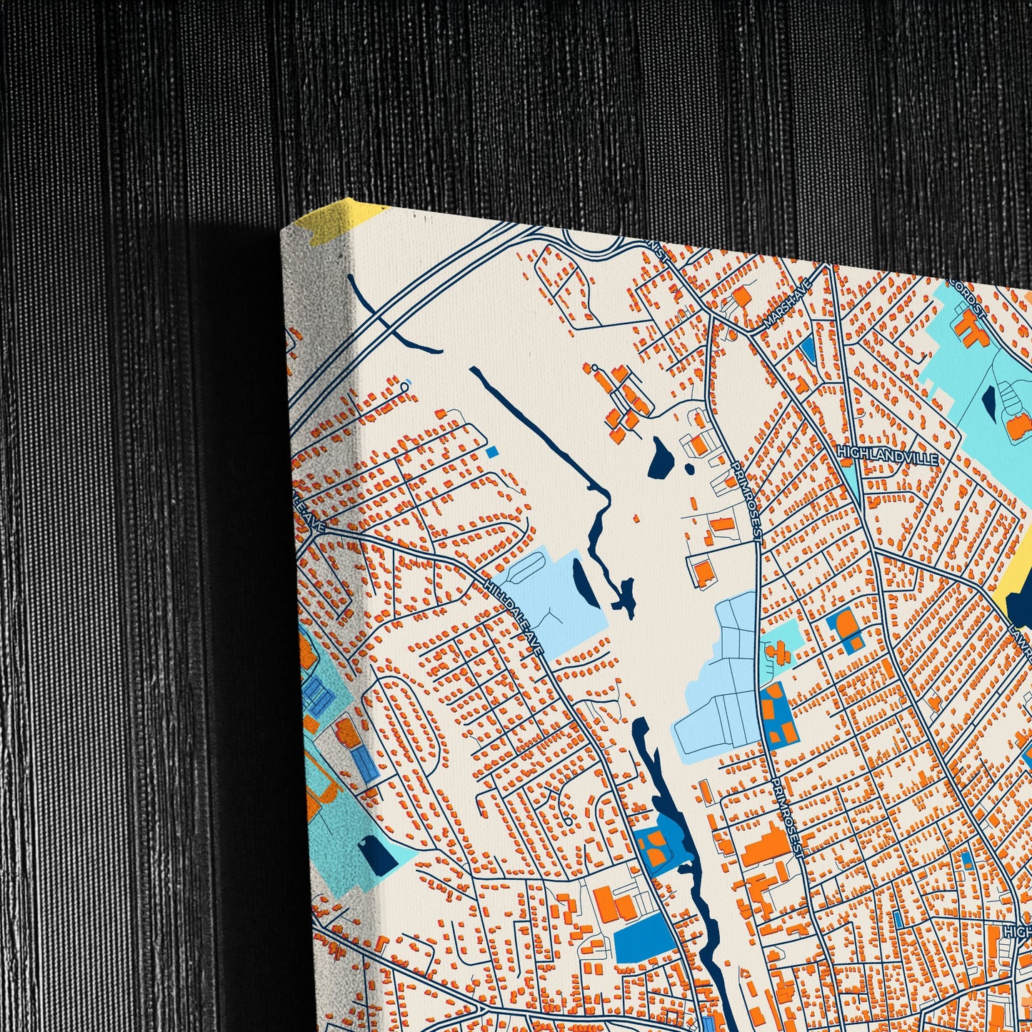 Haverhill Massachusetts Colorful City Map Canvas Print Detail