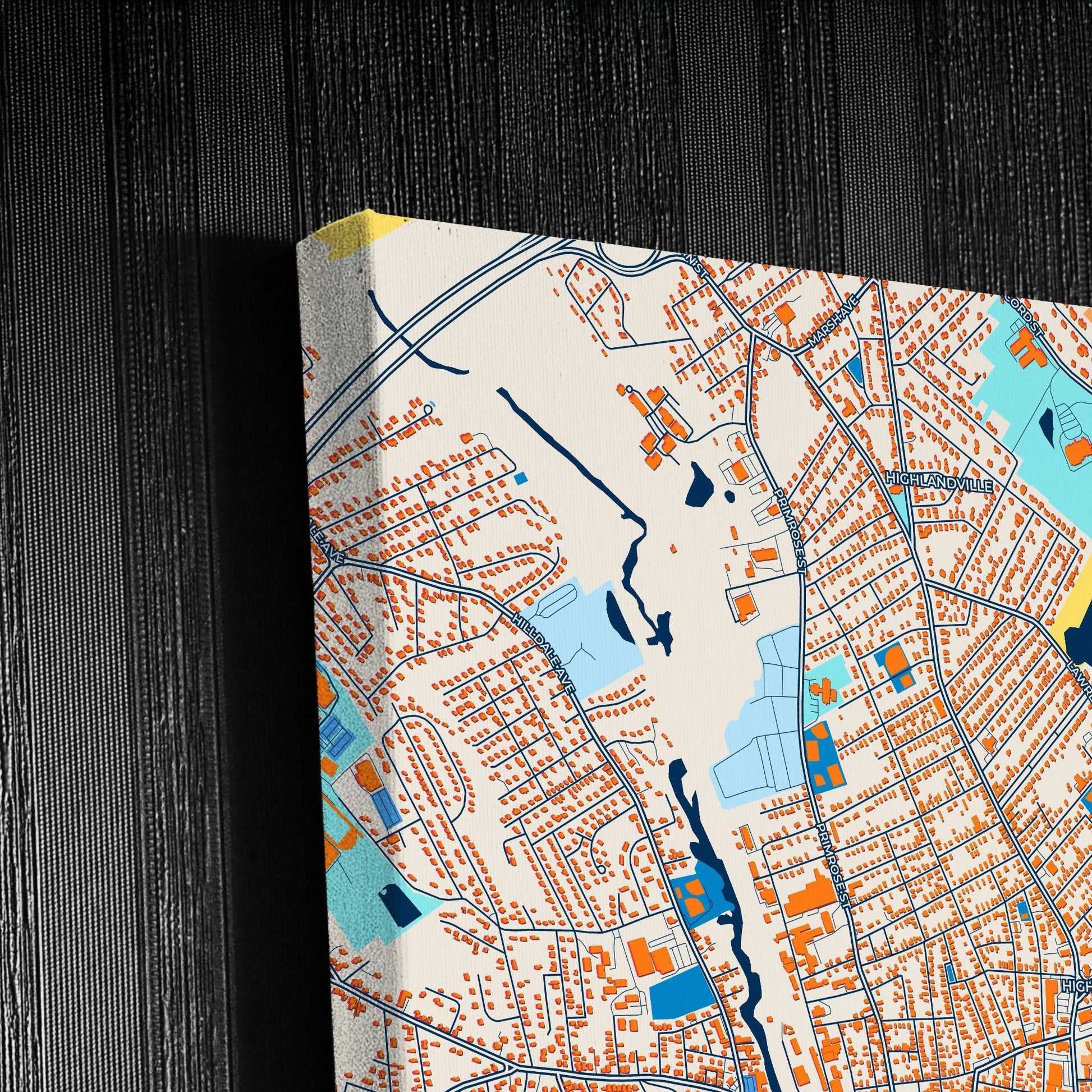 Haverhill Massachusetts Colorful City Map Canvas Print Detail