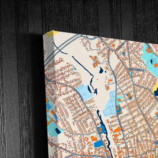 Haverhill Massachusetts Colorful City Map Canvas Print Detail