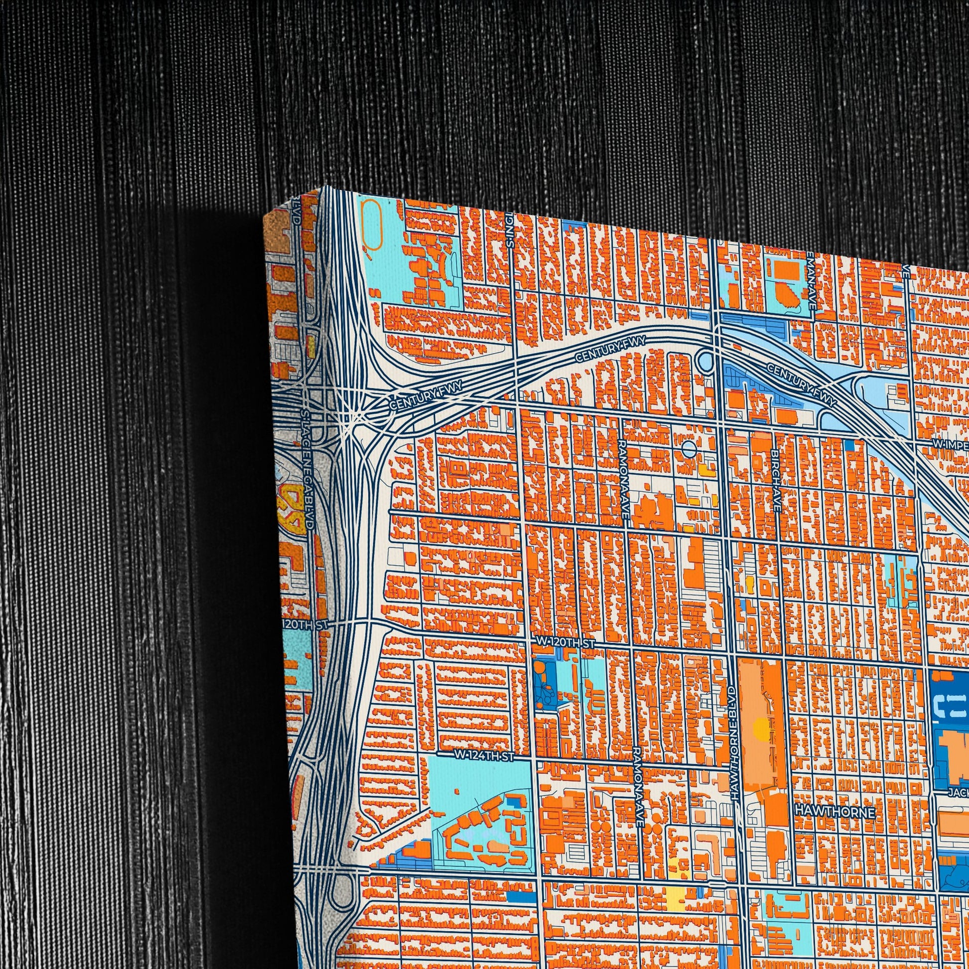 Hawthorne California Colorful City Map Canvas Print Detail