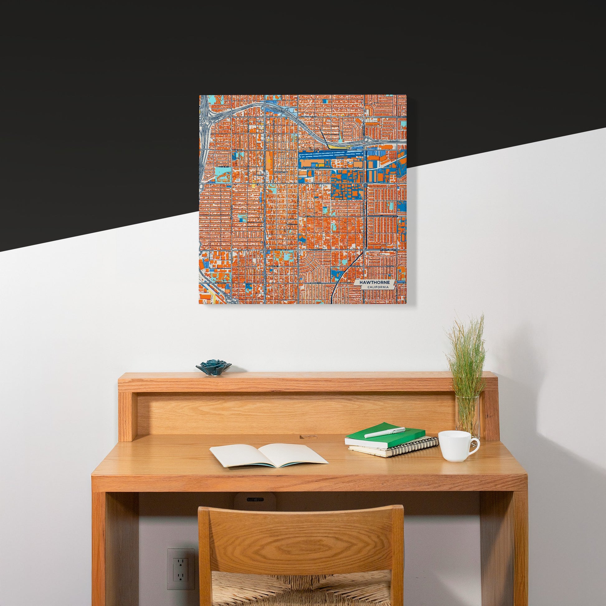 Hawthorne California Colorful City Map Canvas Print Scene