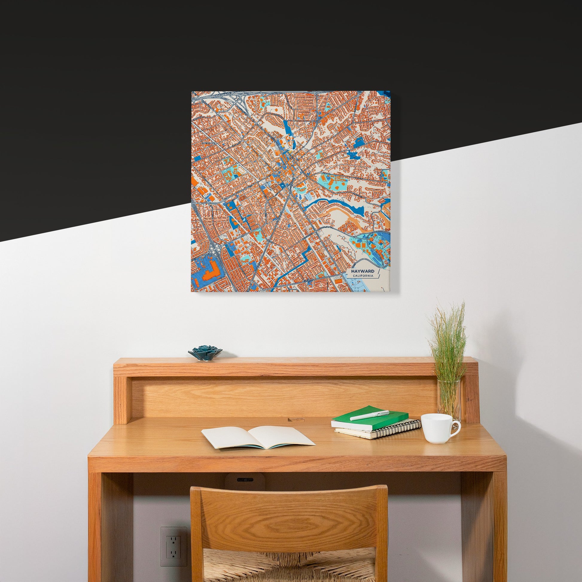 Hayward California Colorful City Map Canvas Print Scene