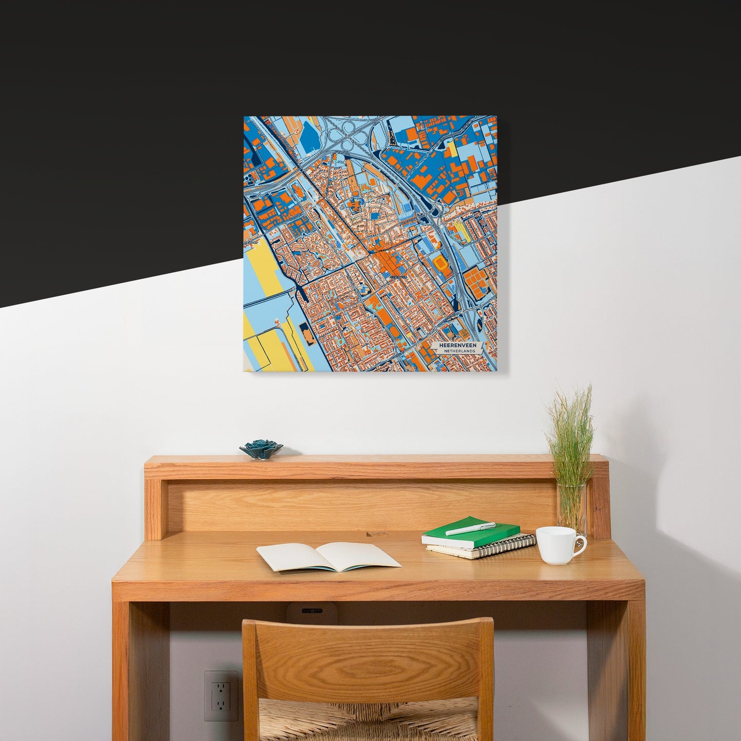 Heerenveen Netherlands Colorful City Map Canvas Print Scene