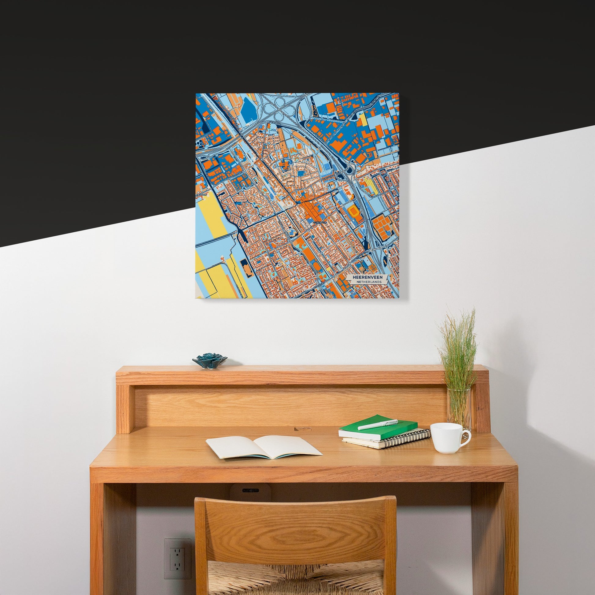 Heerenveen Netherlands Colorful City Map Canvas Print Scene