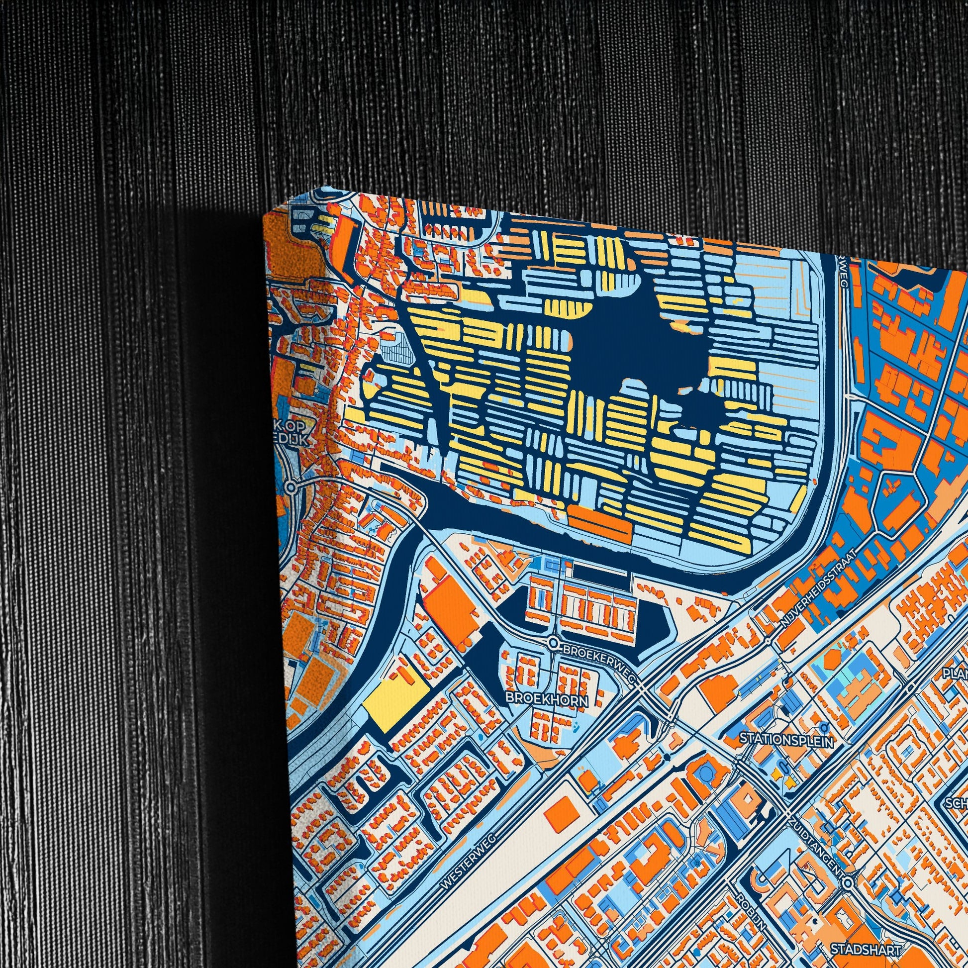 Heerhugowaard Netherlands Colorful City Map Canvas Print Detail