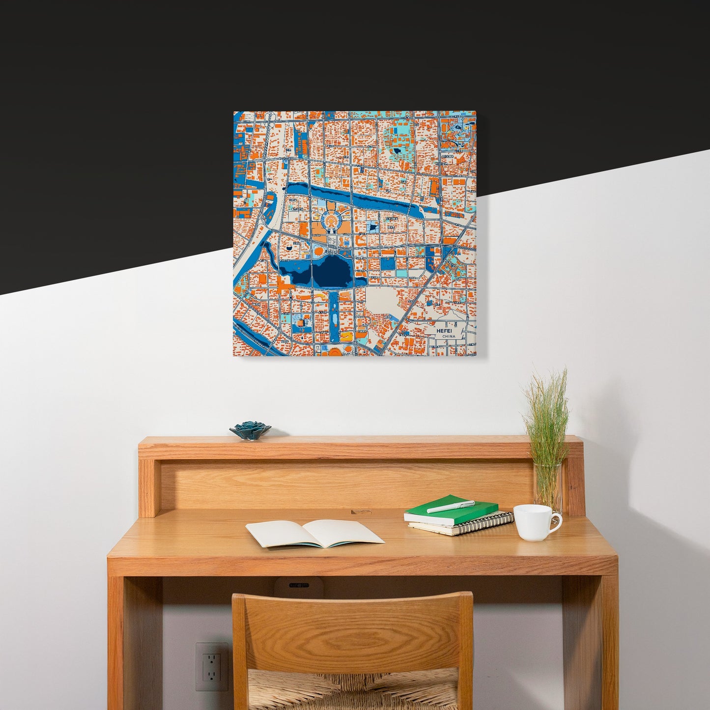 Hefei China Colorful City Map Canvas Print Scene