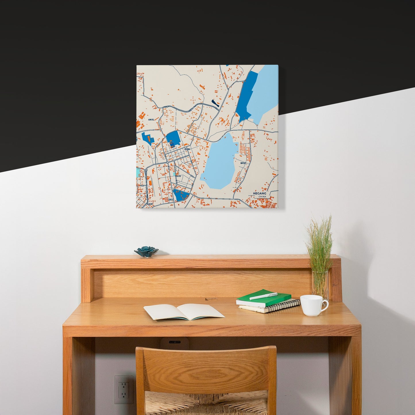 Hegang China Colorful City Map Canvas Print Scene