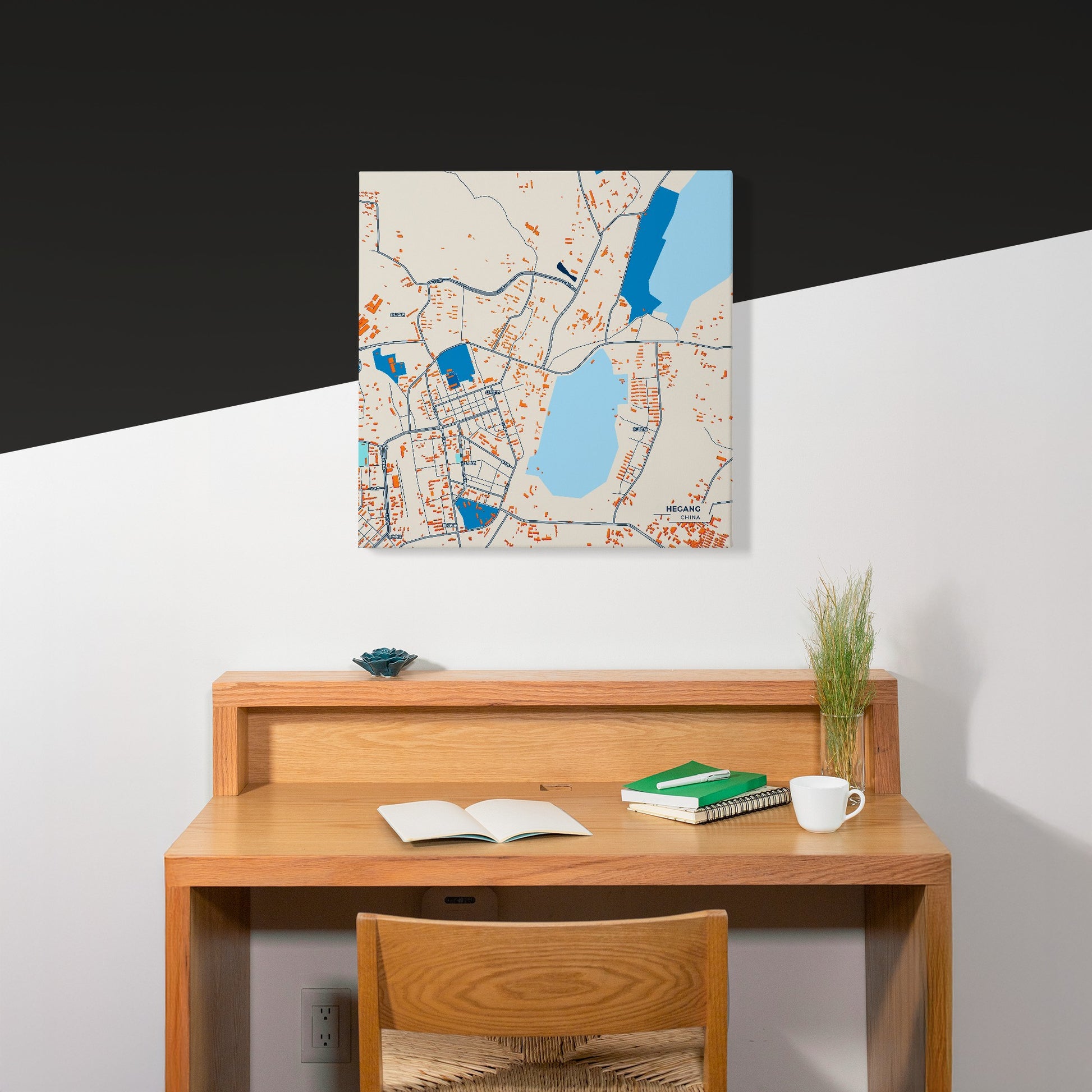Hegang China Colorful City Map Canvas Print Scene
