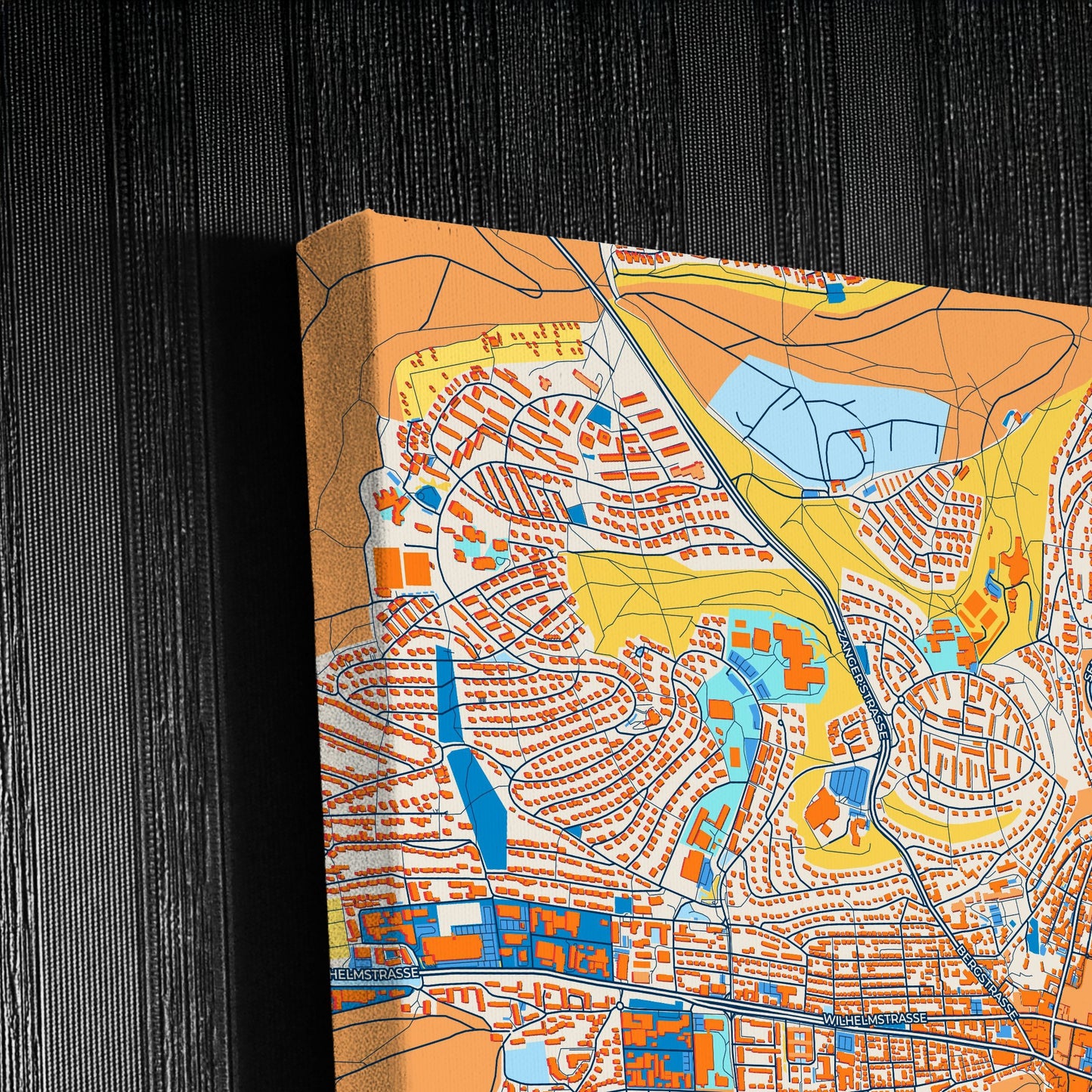 Heidenheim A.D. Brenz Germany Colorful City Map Canvas Print Detail