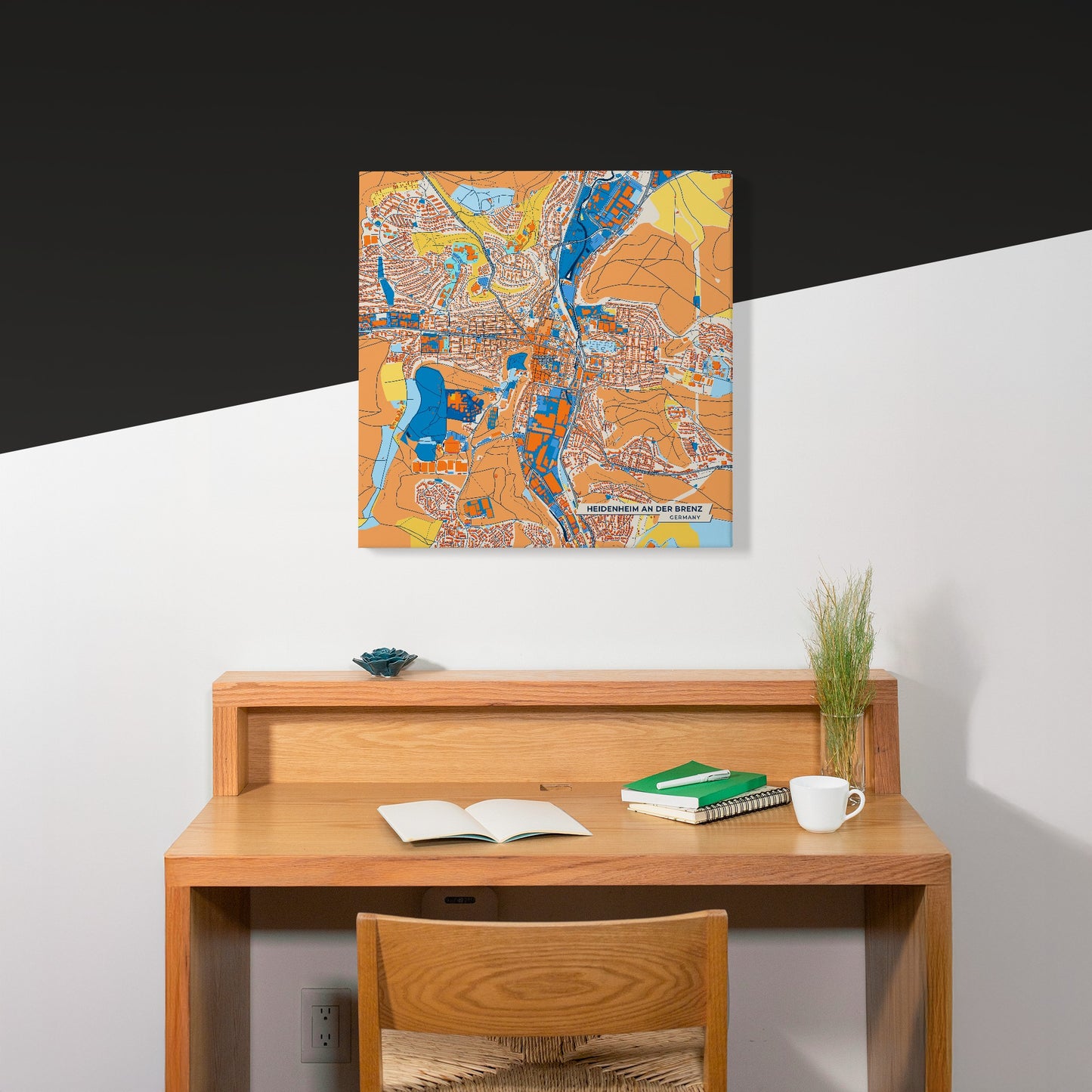 Heidenheim A.D. Brenz Germany Colorful City Map Canvas Print Scene