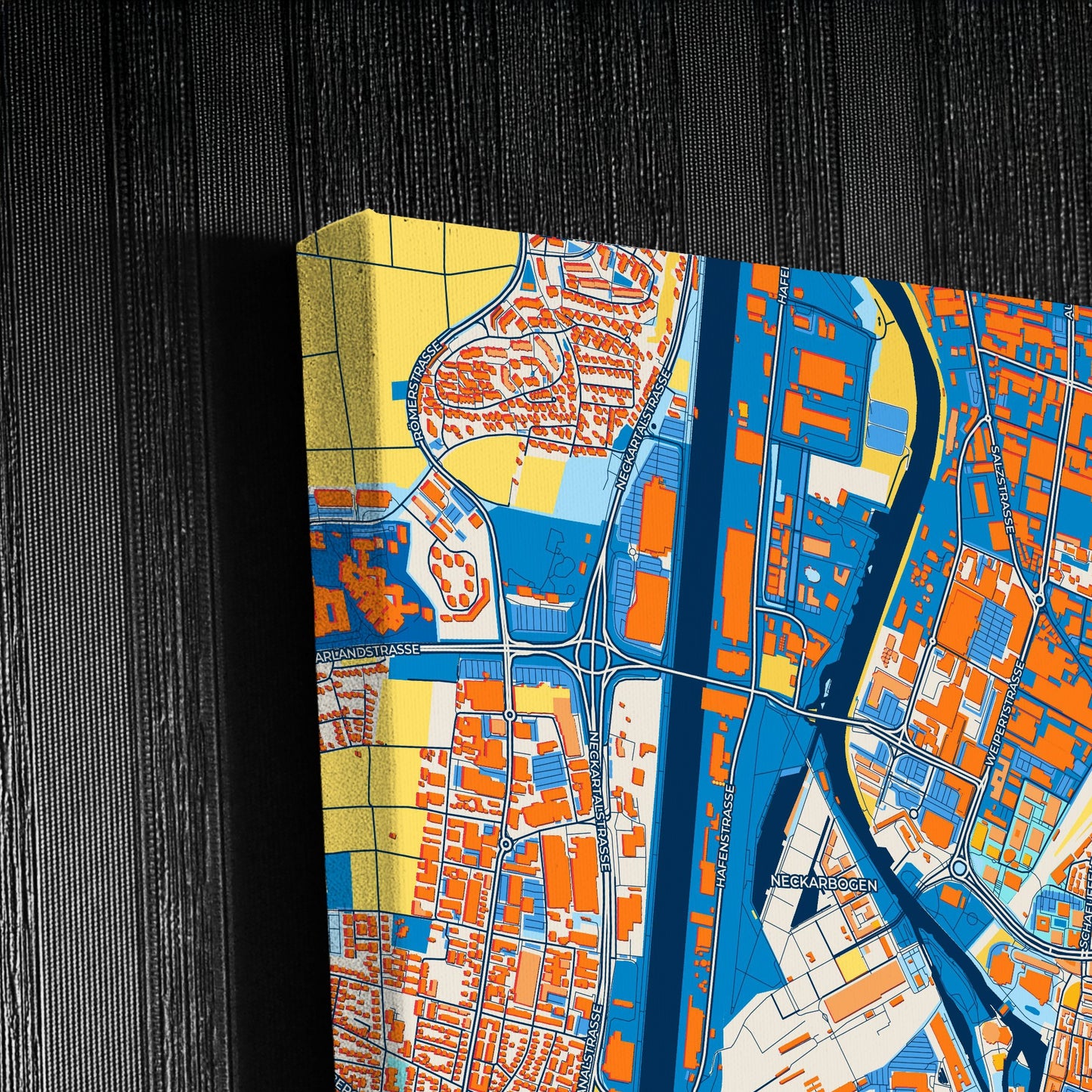 Heilbronn Germany Colorful City Map Canvas Print Detail