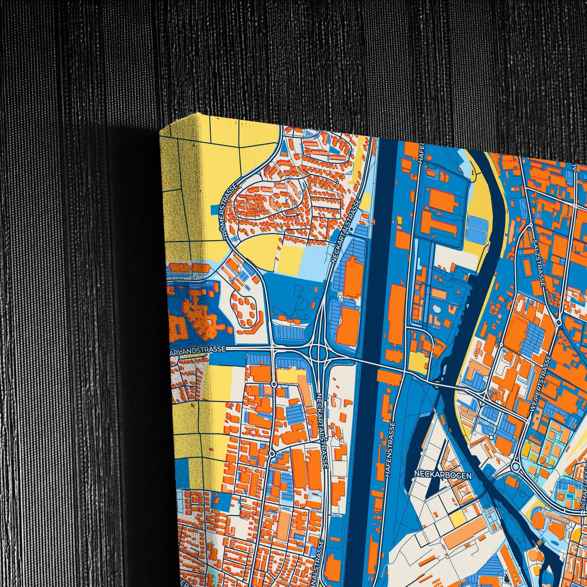 Heilbronn Germany Colorful City Map Canvas Print Detail