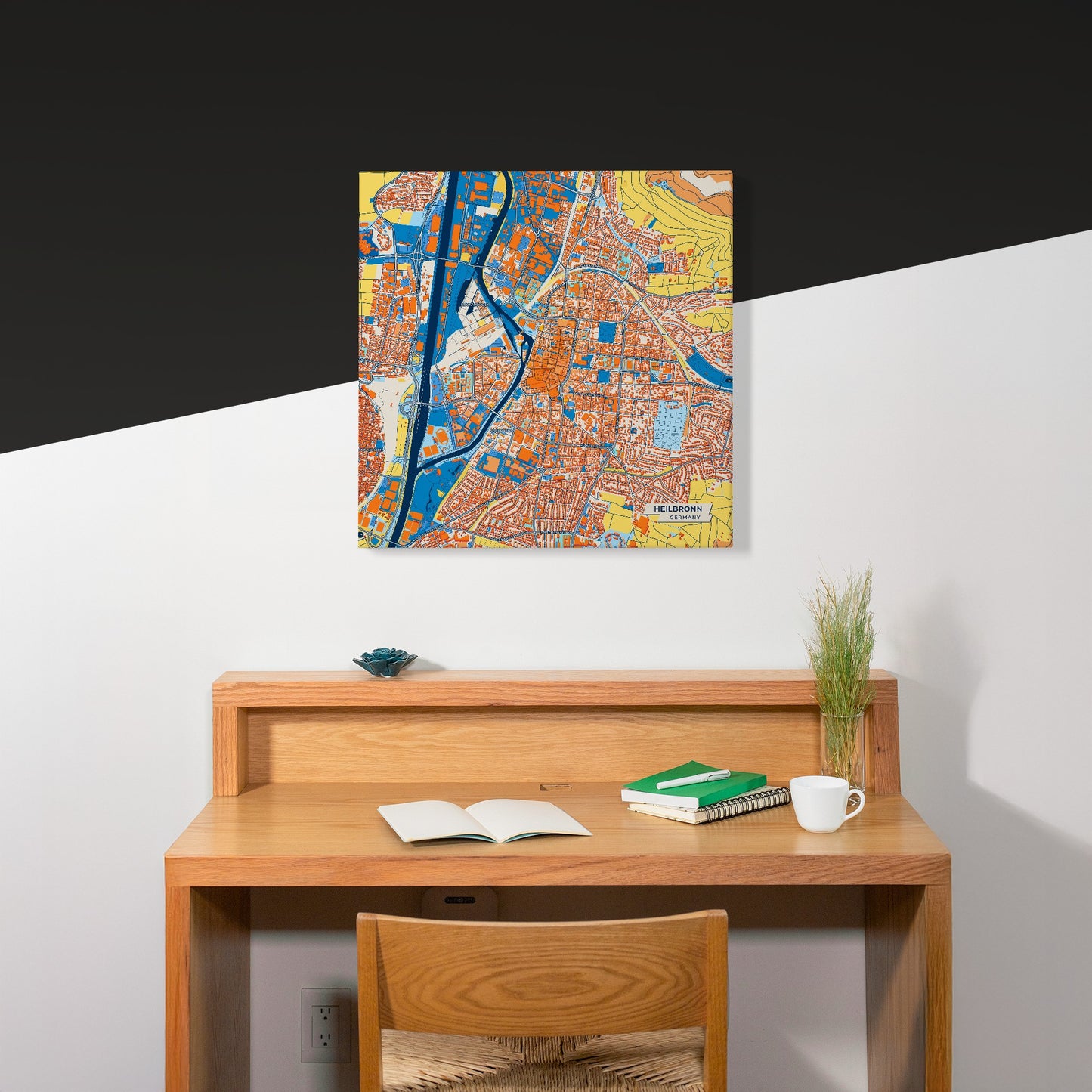 Heilbronn Germany Colorful City Map Canvas Print Scene