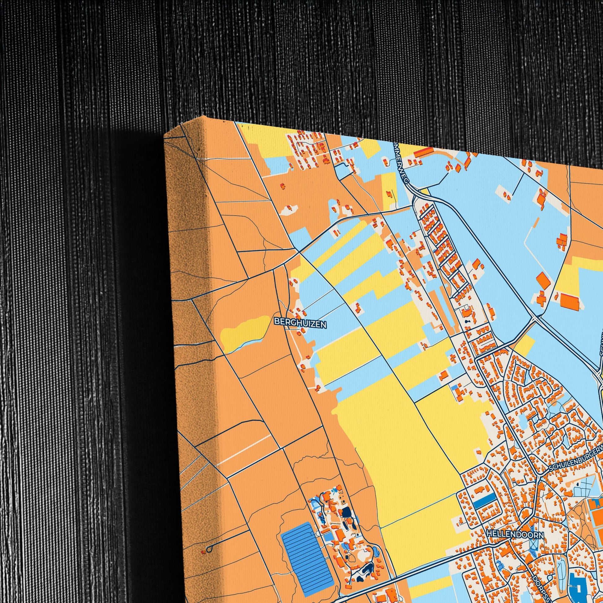 Hellendoorn Netherlands Colorful City Map Canvas Print Detail