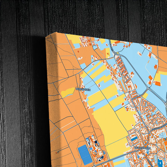 Hellendoorn Netherlands Colorful City Map Canvas Print Detail