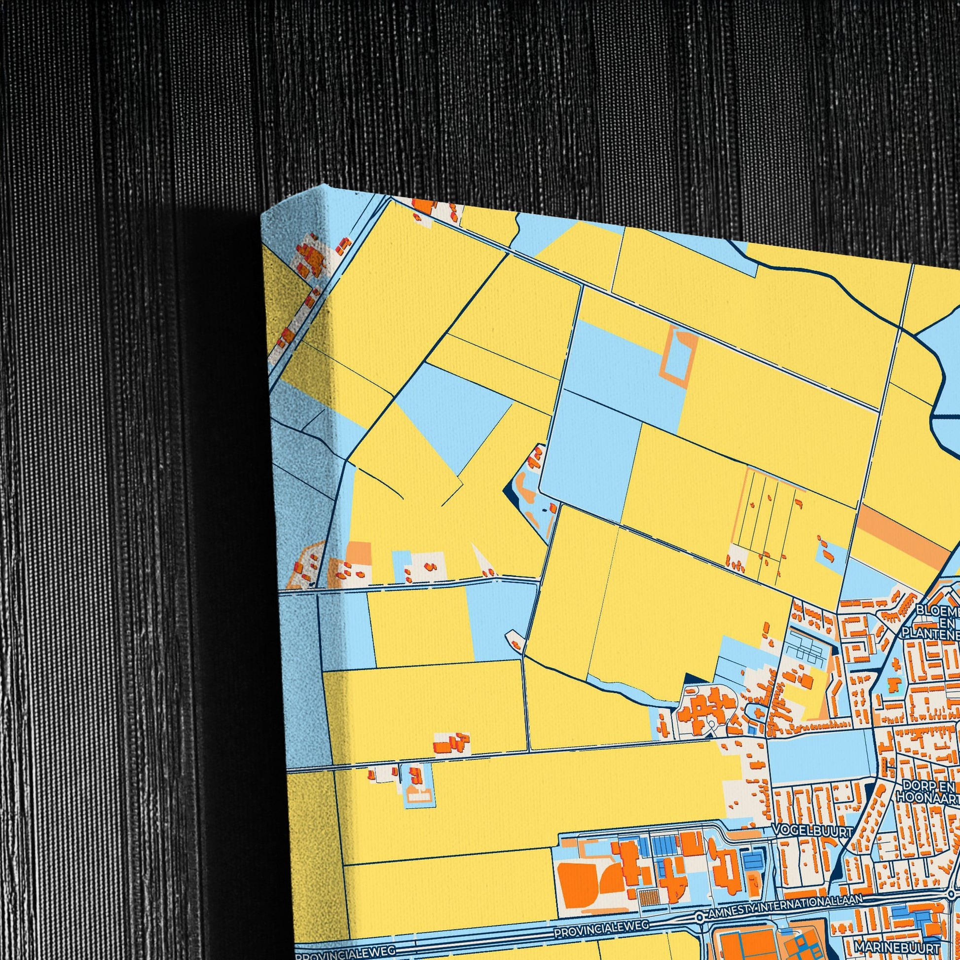 Hellevoetsluis Netherlands Colorful City Map Canvas Print Detail