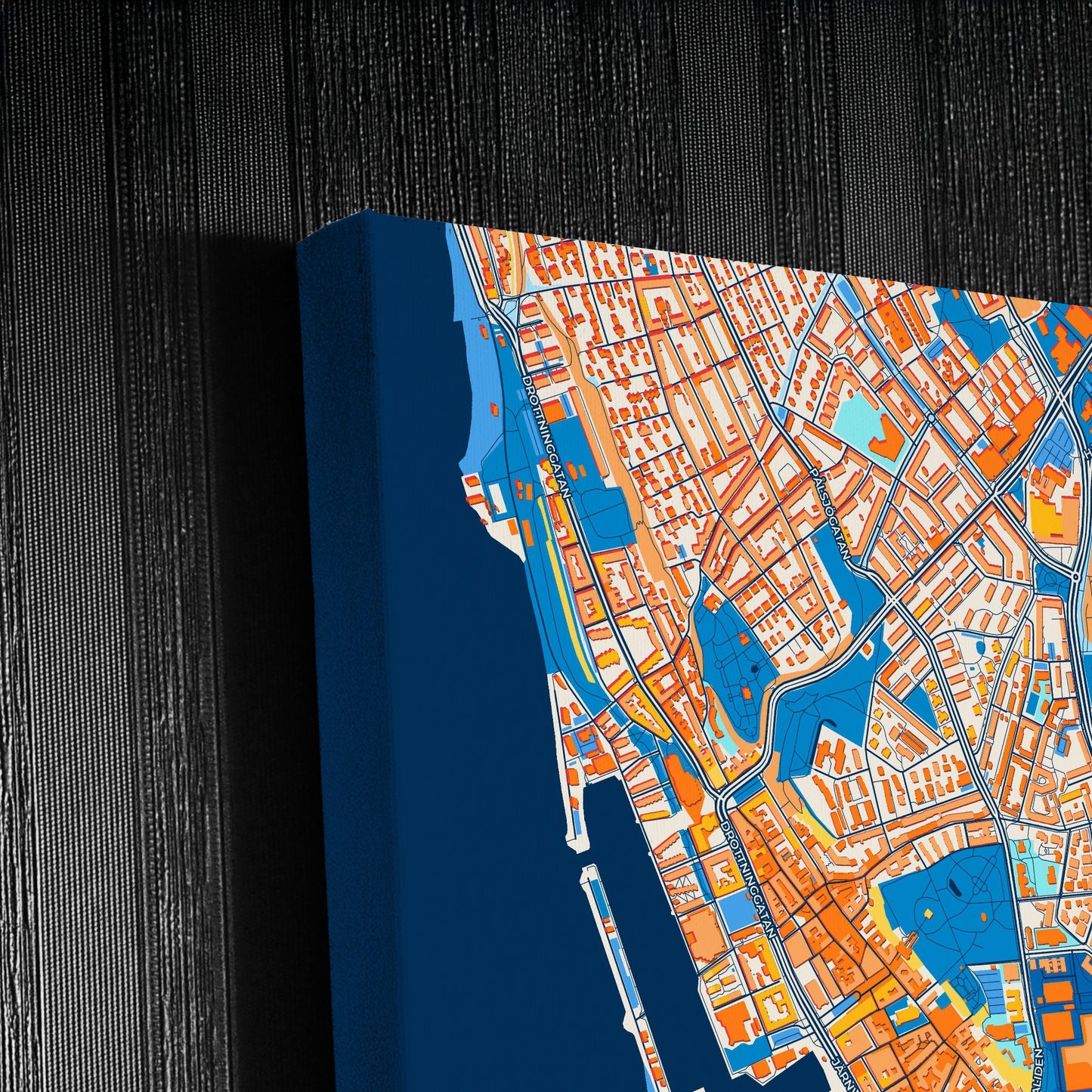 Helsingborg Sweden Colorful City Map Canvas Print Detail