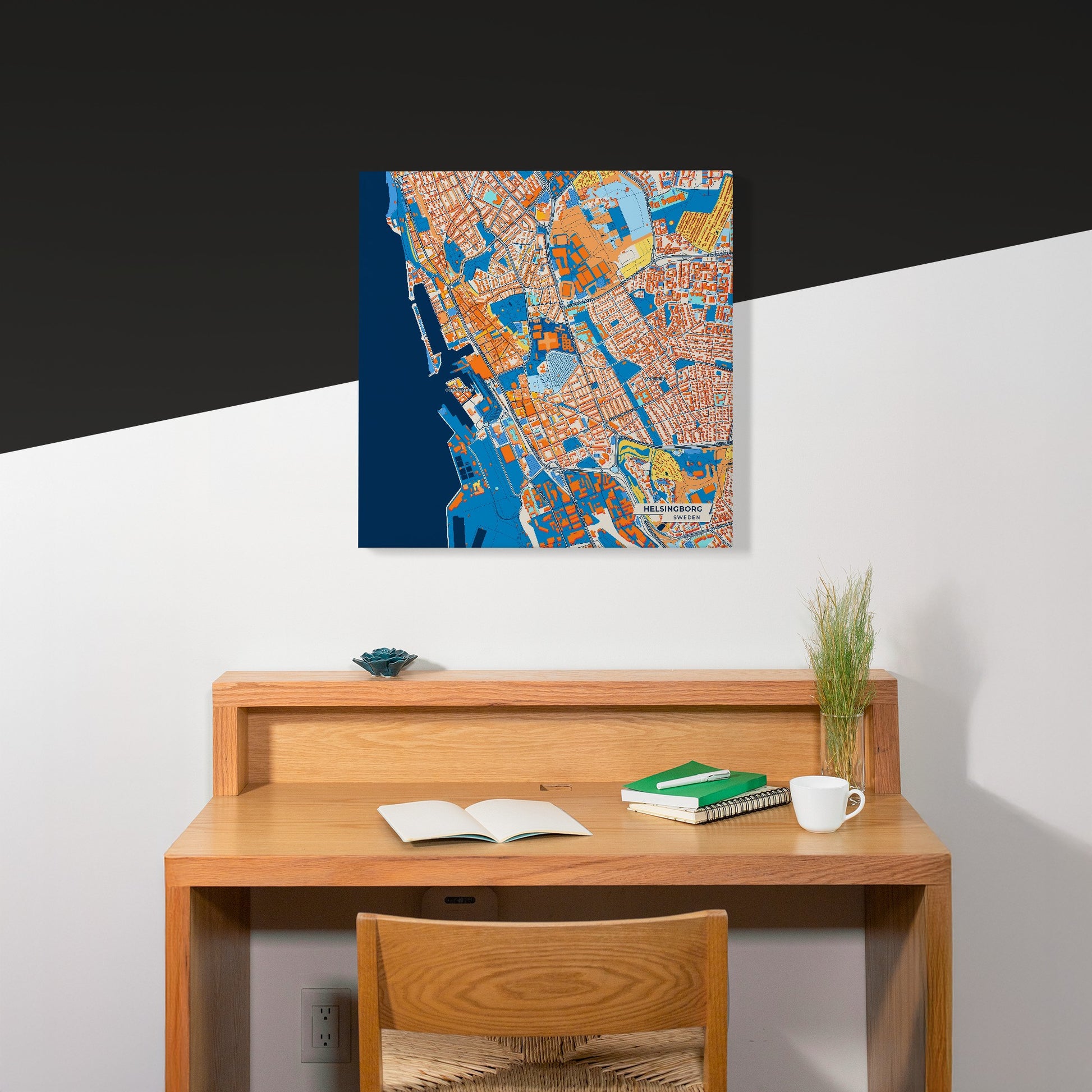 Helsingborg Sweden Colorful City Map Canvas Print Scene