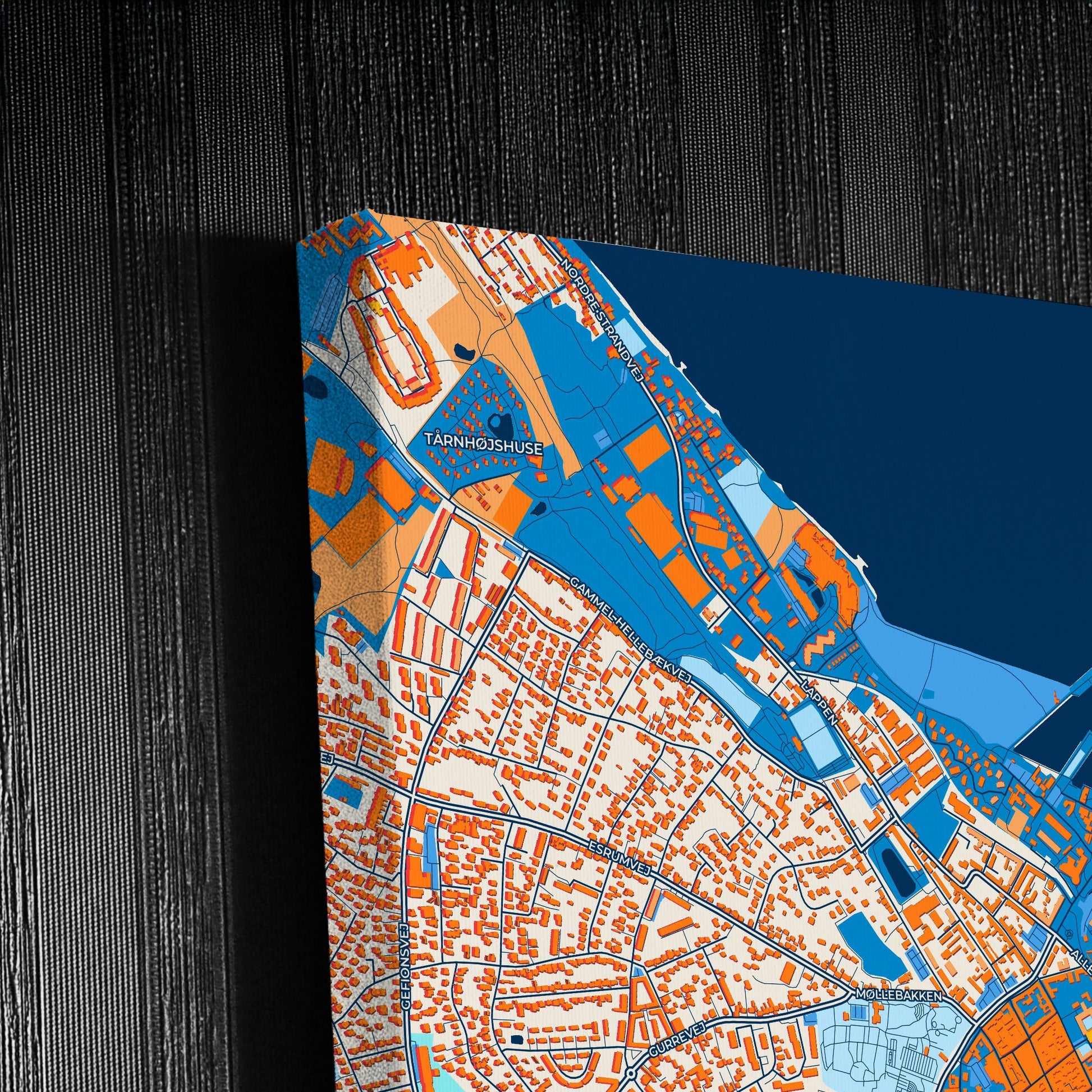 Helsingør Denmark Colorful City Map Canvas Print Detail