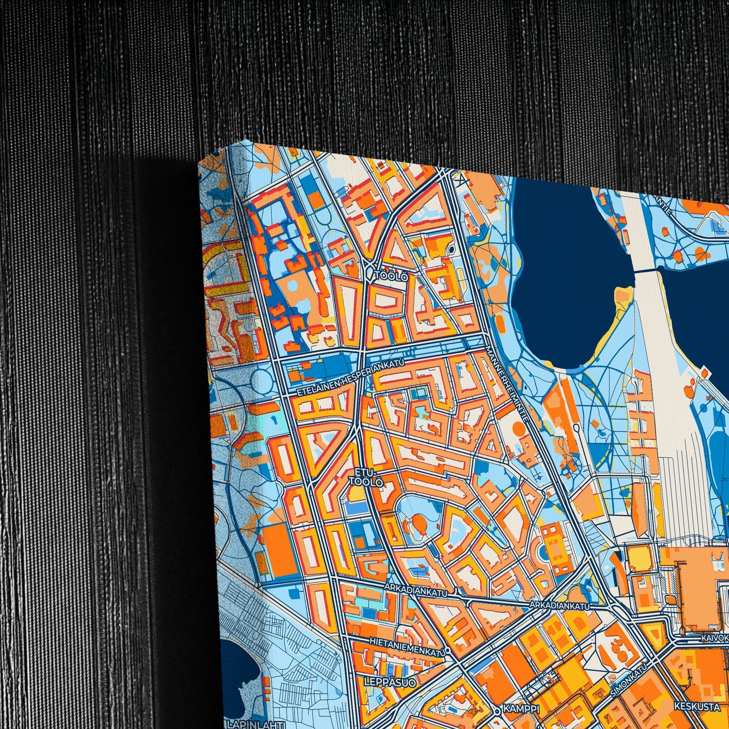 Helsinki Finland Colorful City Map Canvas Print Detail