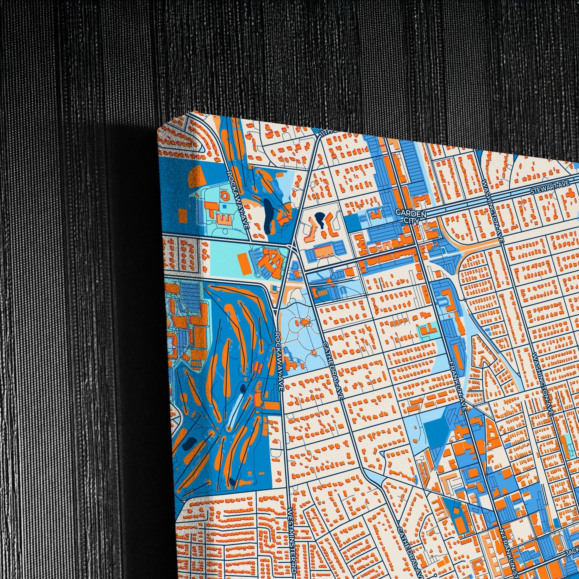 Hempstead New York Colorful City Map Canvas Print Detail