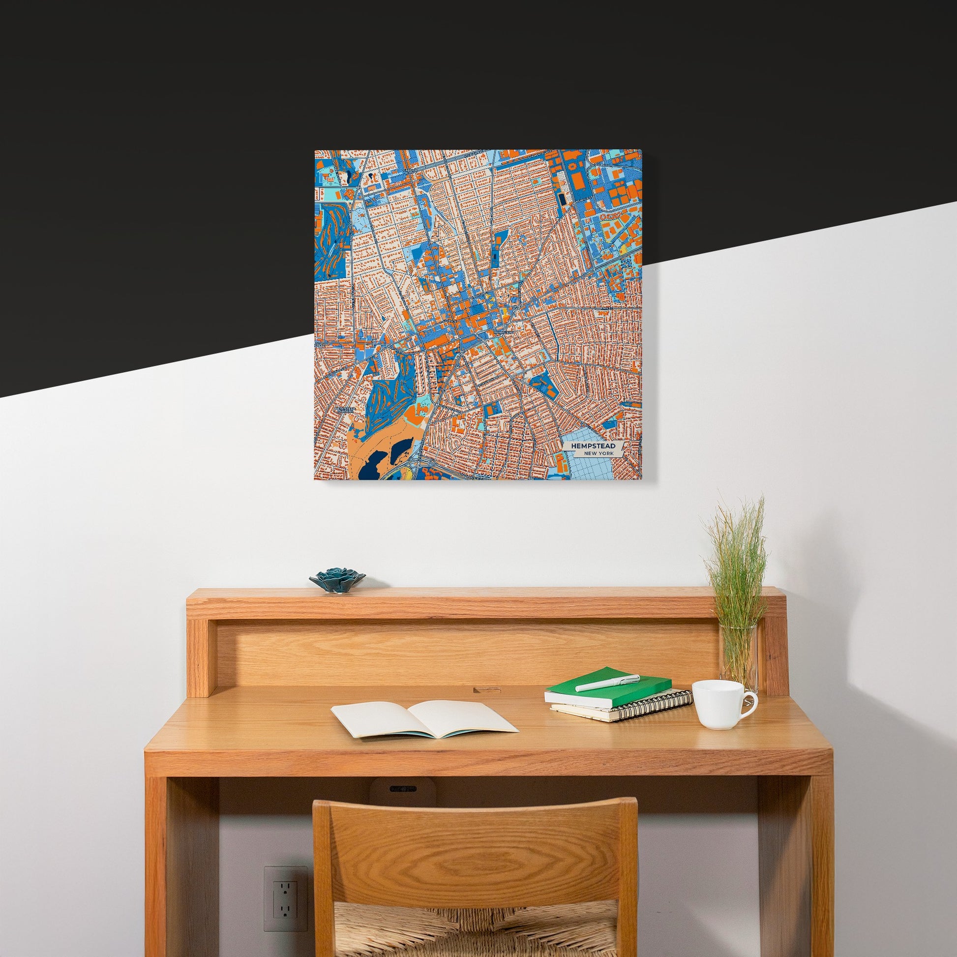 Hempstead New York Colorful City Map Canvas Print Scene