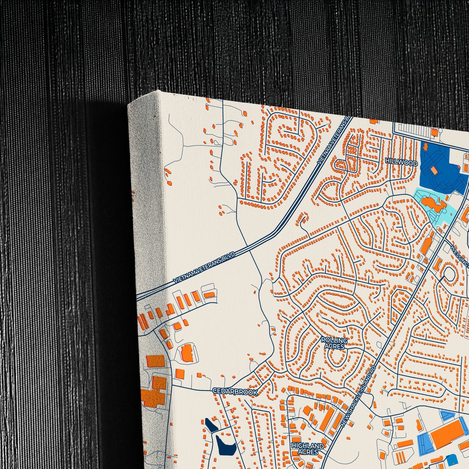 Hendersonville Tennessee Colorful City Map Canvas Print Detail