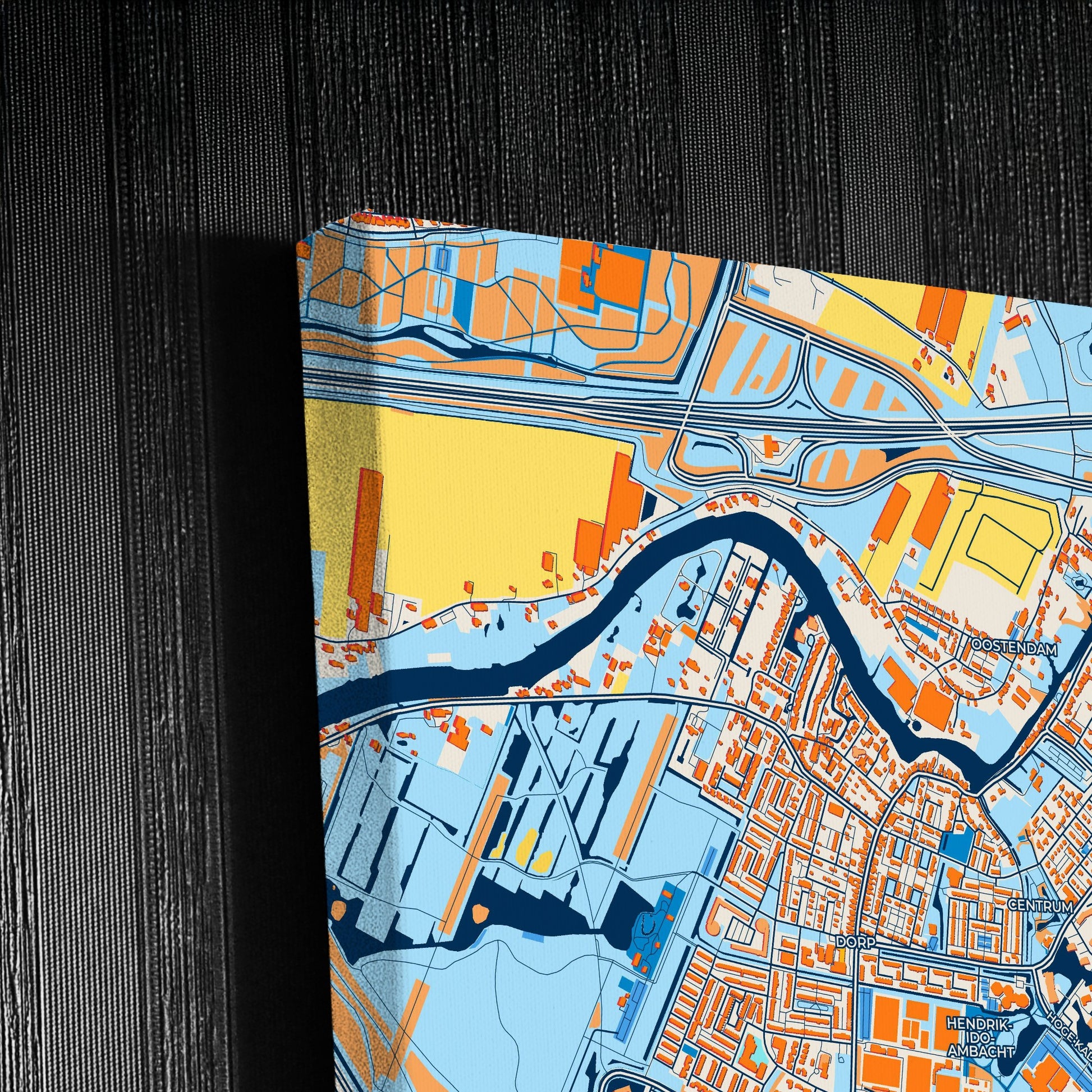 Hendrik-Ido-Ambacht Netherlands Colorful City Map Canvas Print Detail