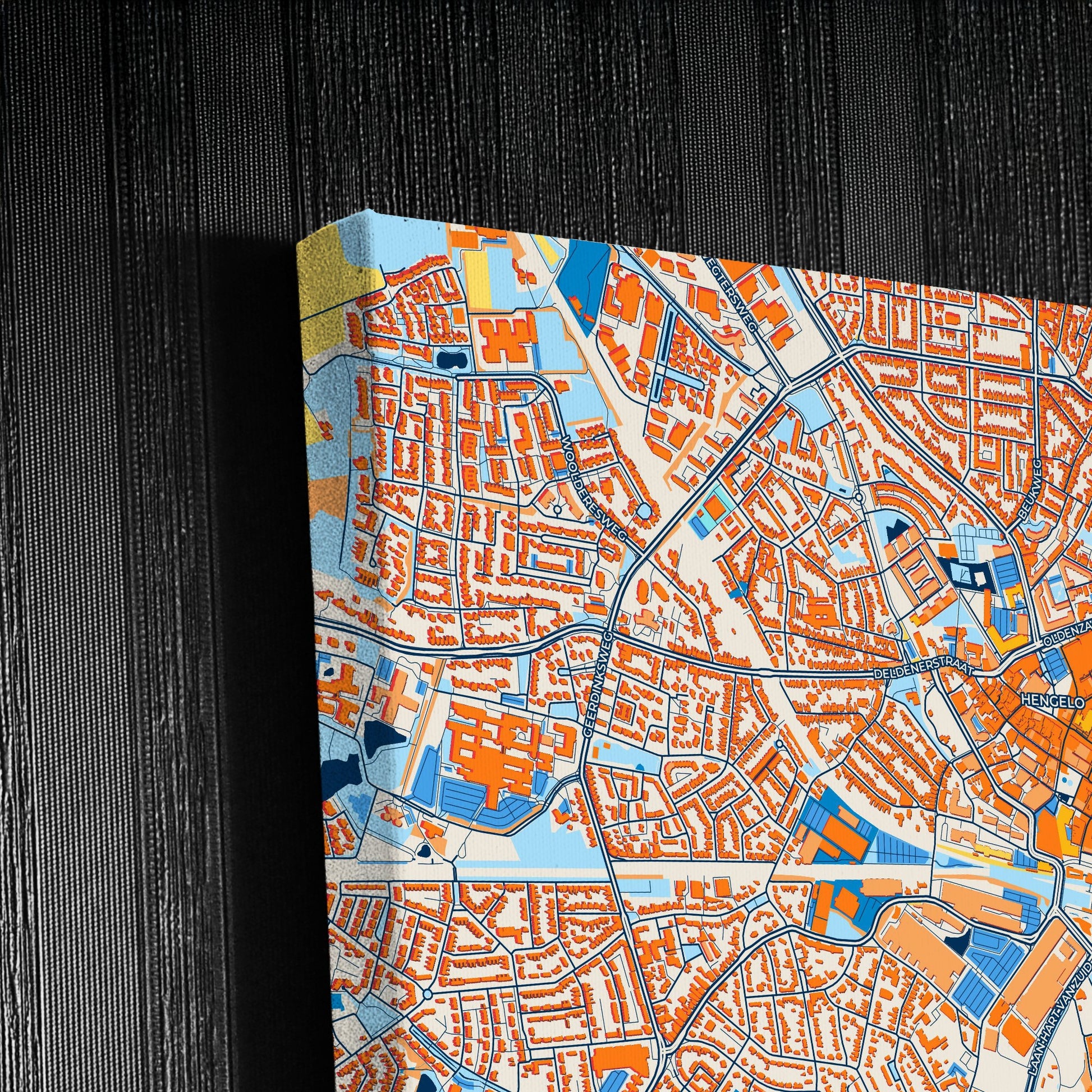 Hengelo Netherlands Colorful City Map Canvas Print Detail