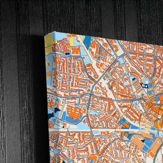 Hengelo Netherlands Colorful City Map Canvas Print Detail