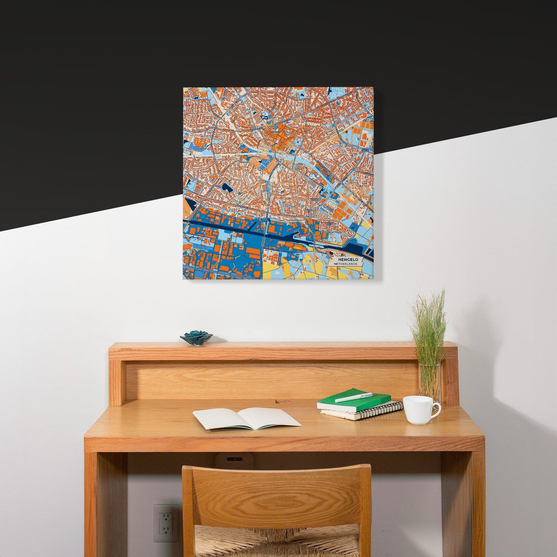 Hengelo Netherlands Colorful City Map Canvas Print Scene