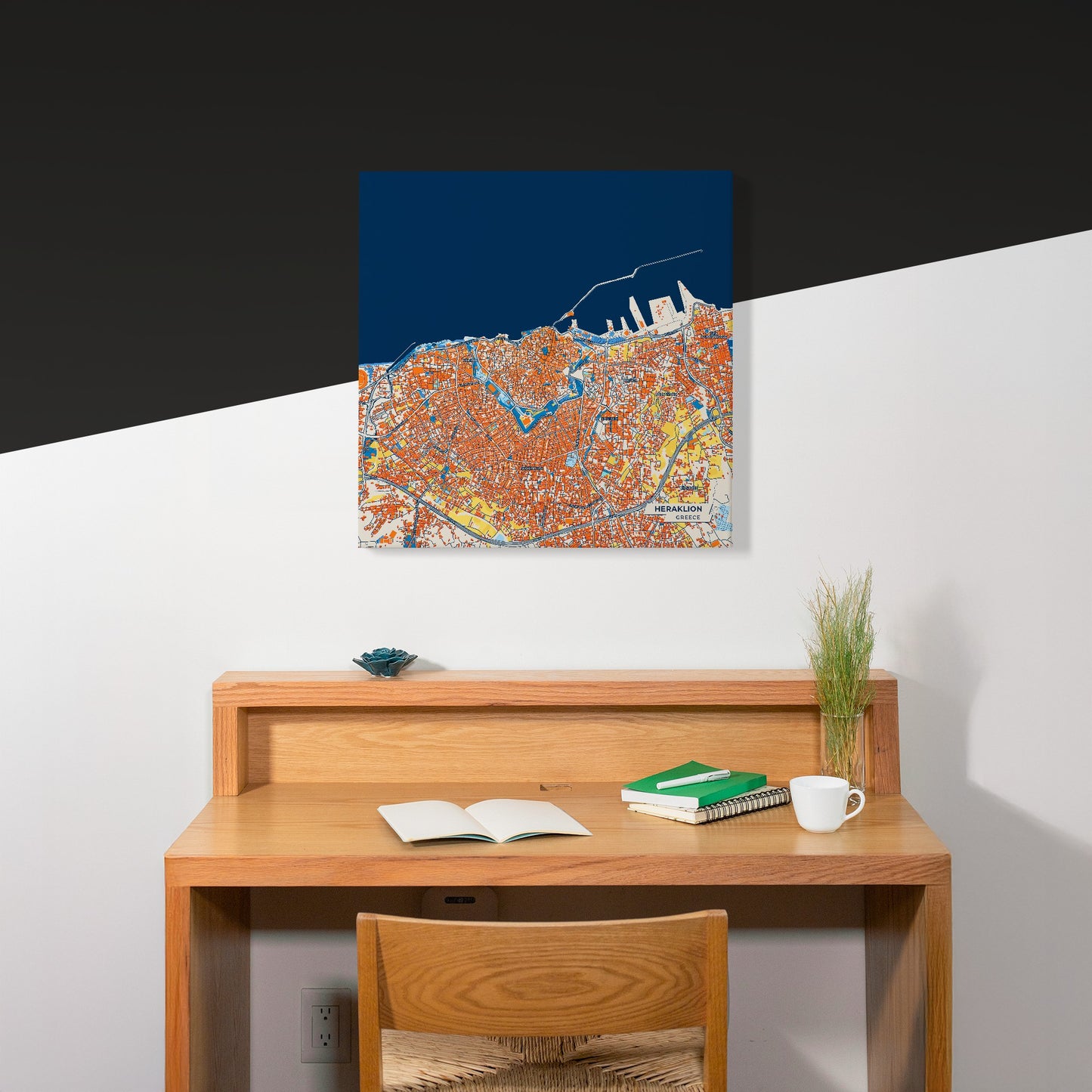 Ηρακλειο Greece Colorful City Map Canvas Print Scene