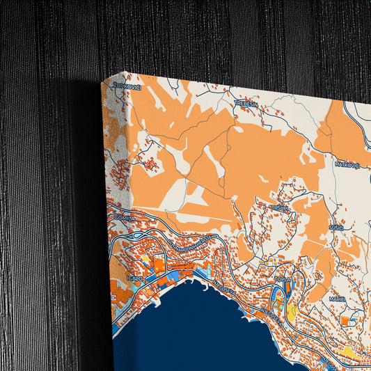 Herceg Novi Montenegro Colorful City Map Canvas Print Detail