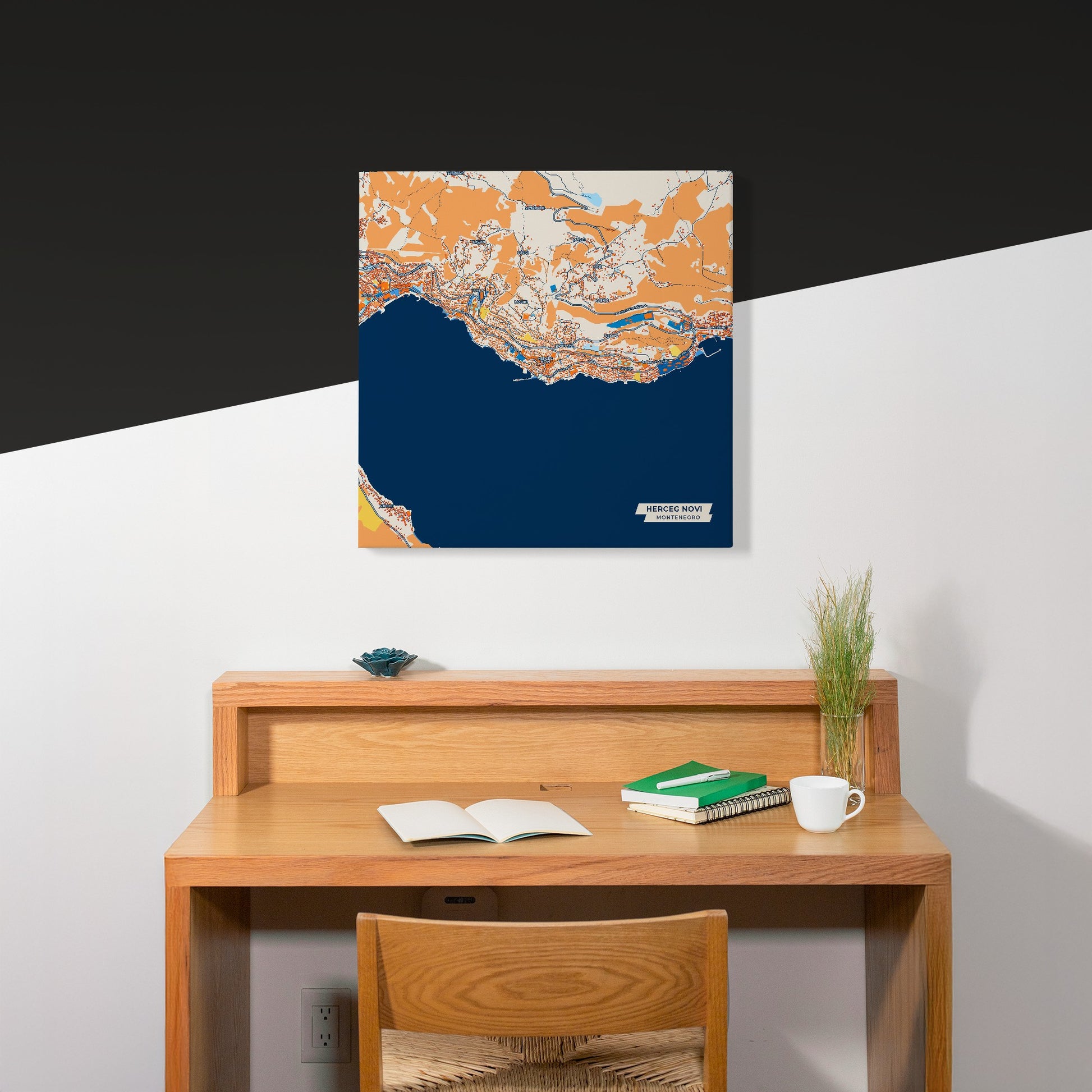 Herceg Novi Montenegro Colorful City Map Canvas Print Scene