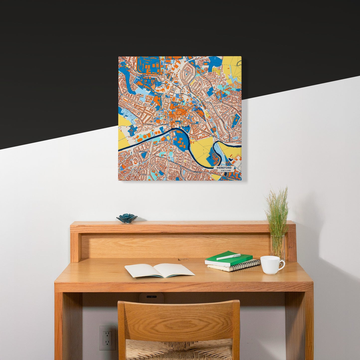 Hereford England Colorful City Map Canvas Print Scene
