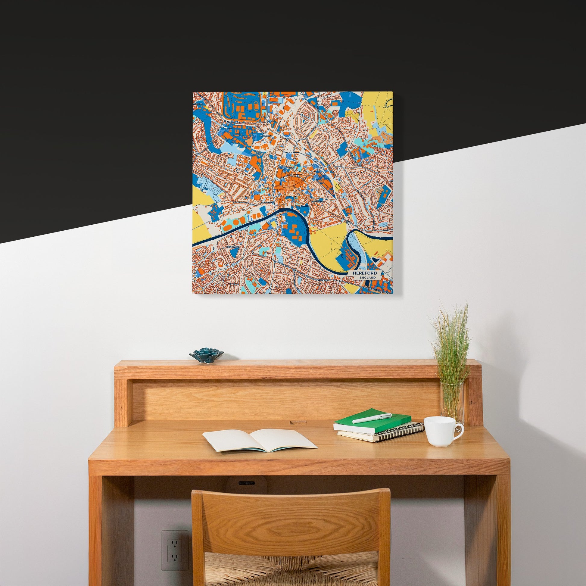 Hereford England Colorful City Map Canvas Print Scene