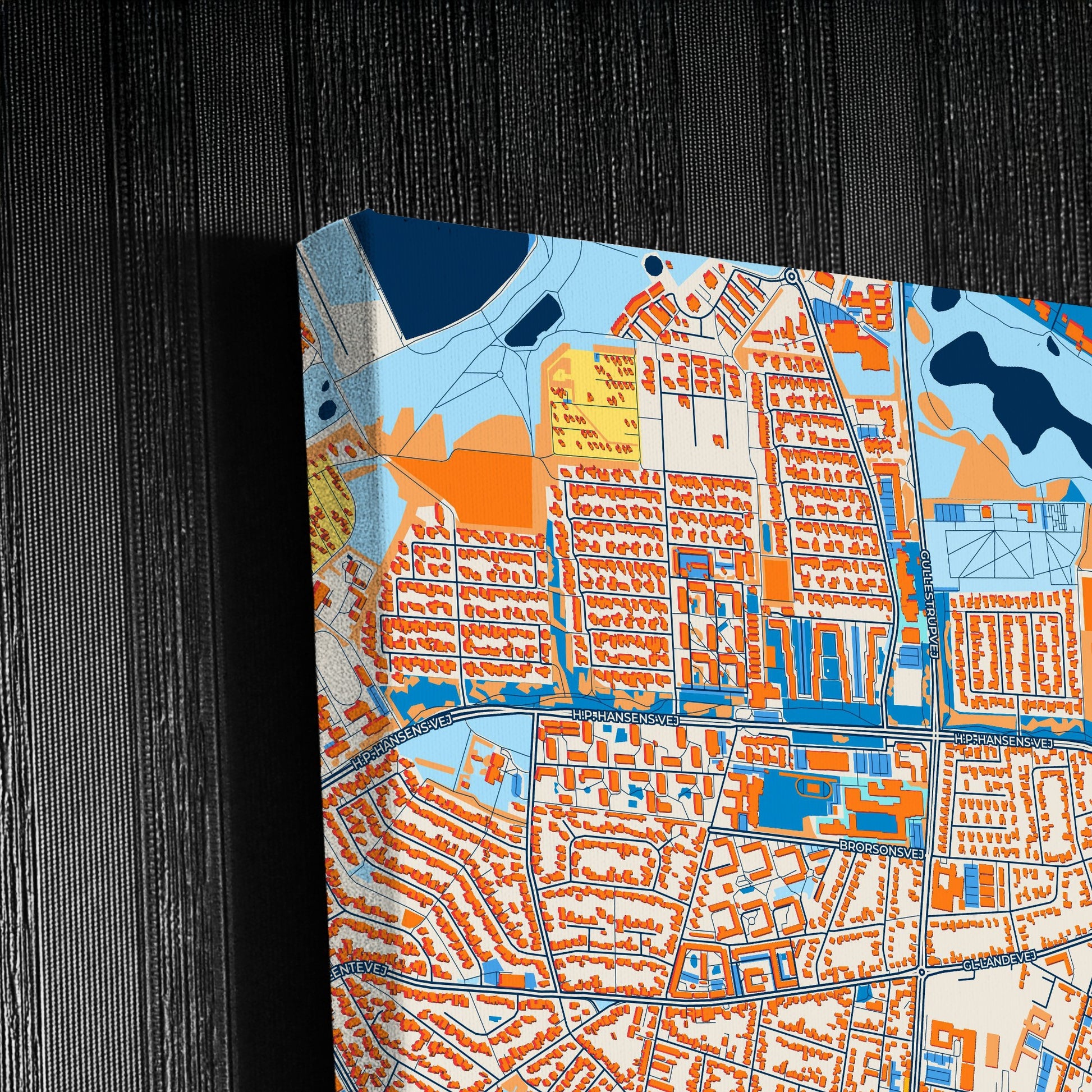 Herning Denmark Colorful City Map Canvas Print Detail