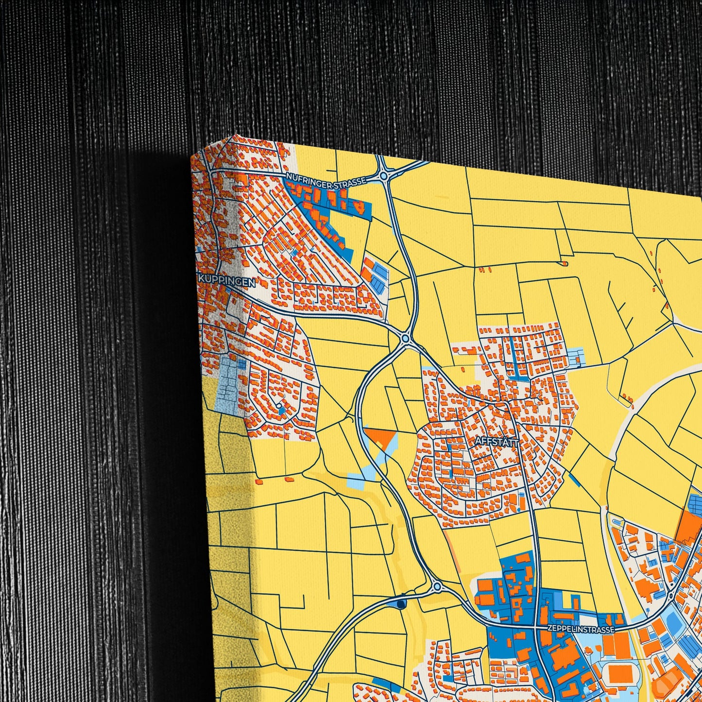 Herrenberg Germany Colorful City Map Canvas Print Detail