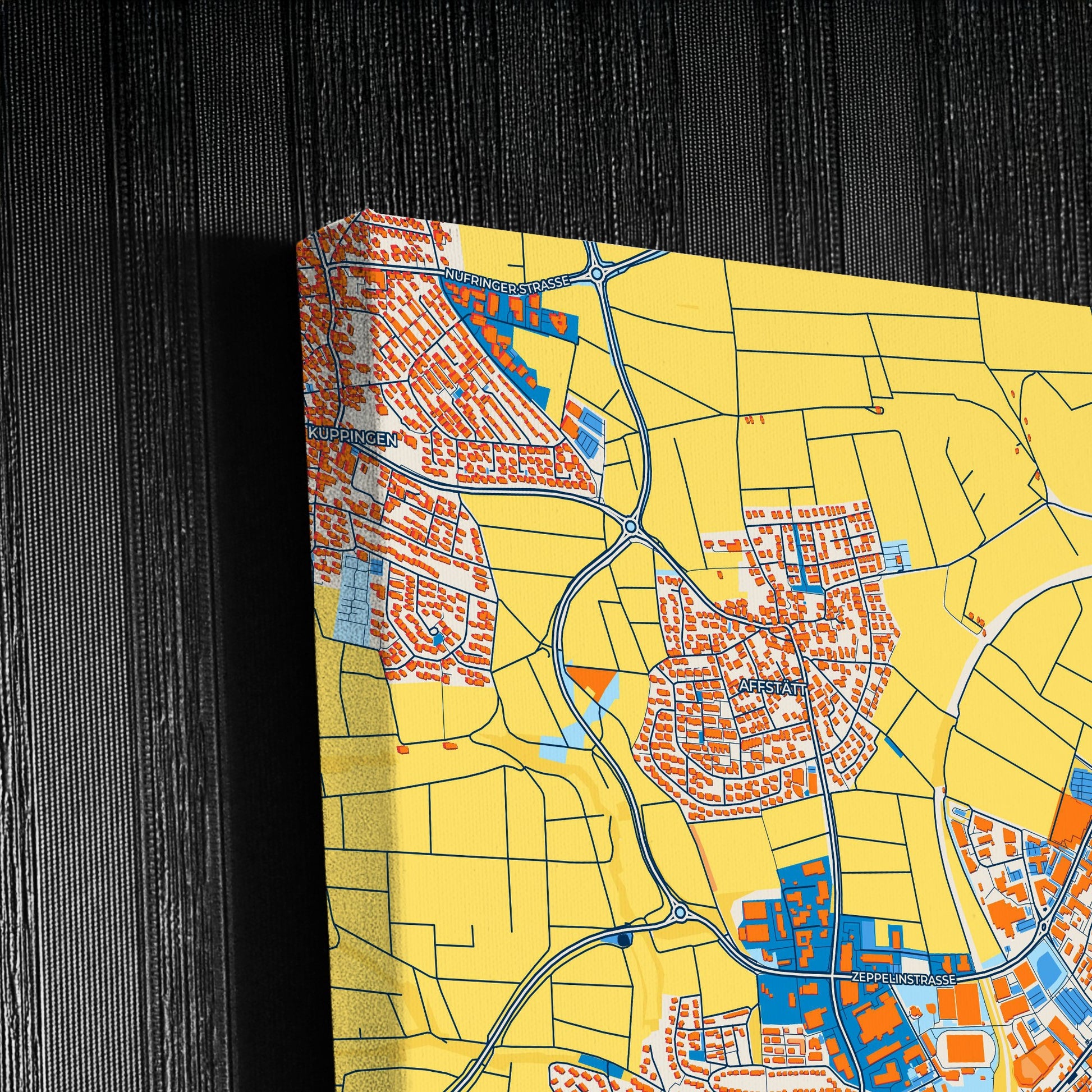 Herrenberg Germany Colorful City Map Canvas Print Detail
