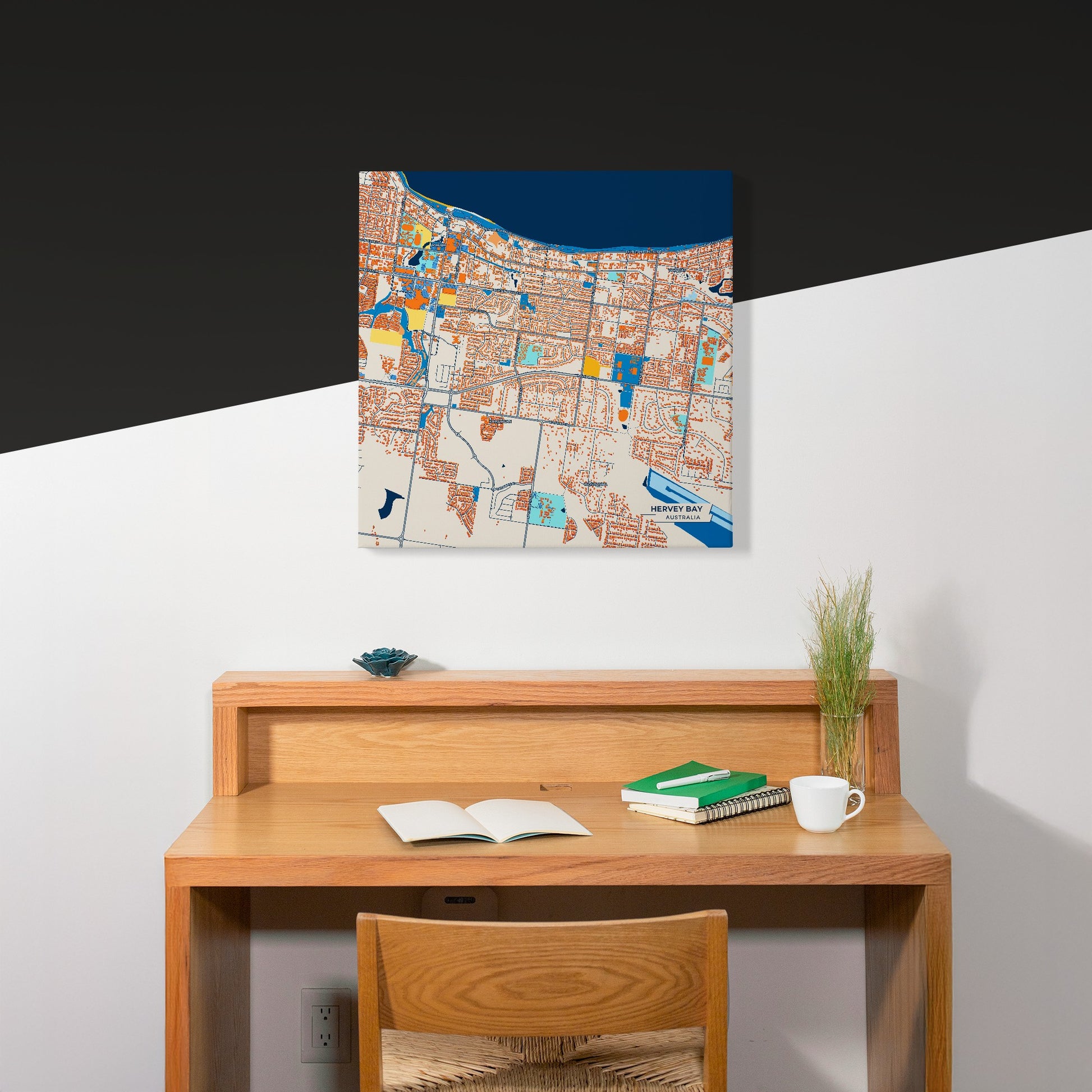 Hervey Bay Australia Colorful City Map Canvas Print Scene